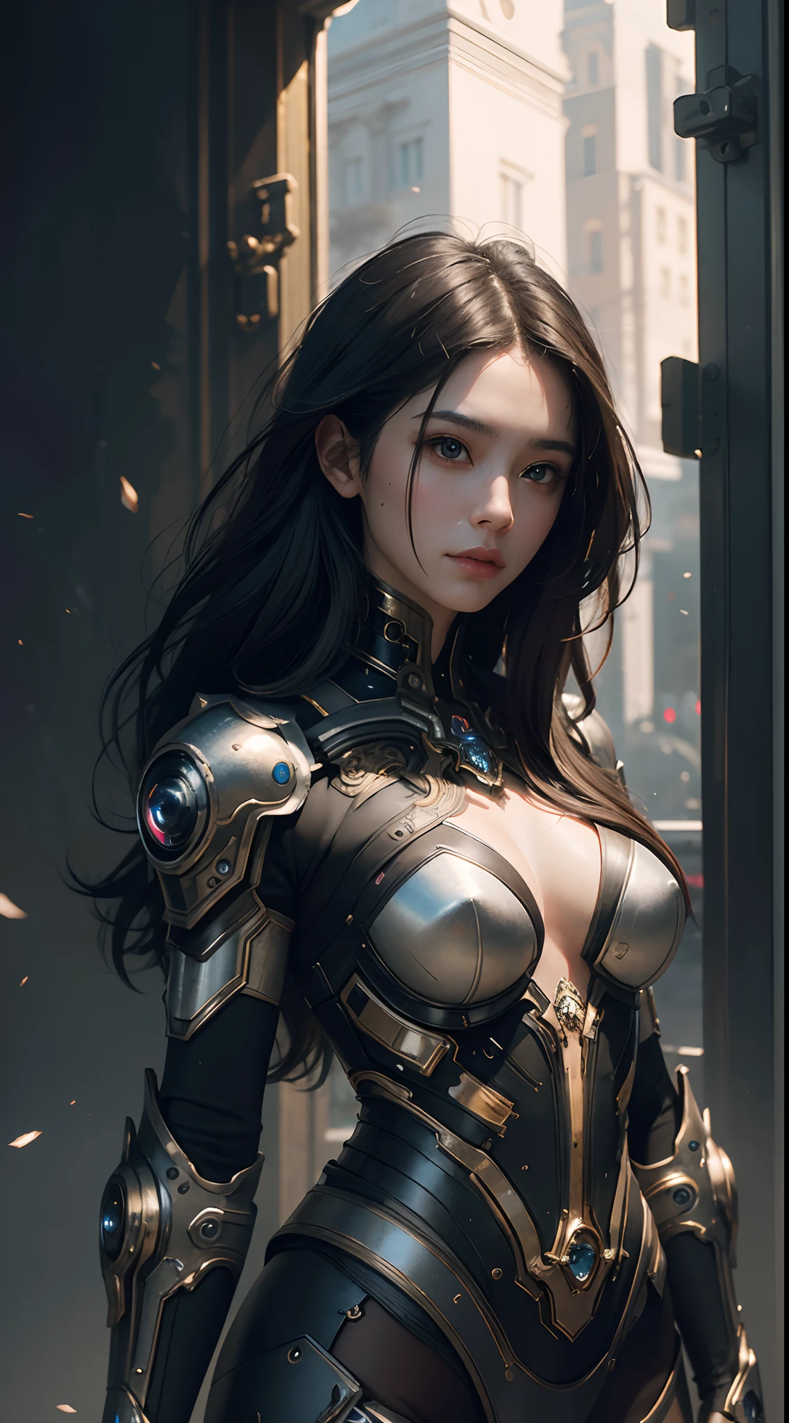 Prepare to be amazed by the stunning combination of technology and art in this 8k portrait of a beautiful cyborg. With its intricate details and majestic aura, this piece is a true masterpiece, brought to life by the collaborative efforts of Artgerm, Ruan Jia, and Greg Rutkowski.