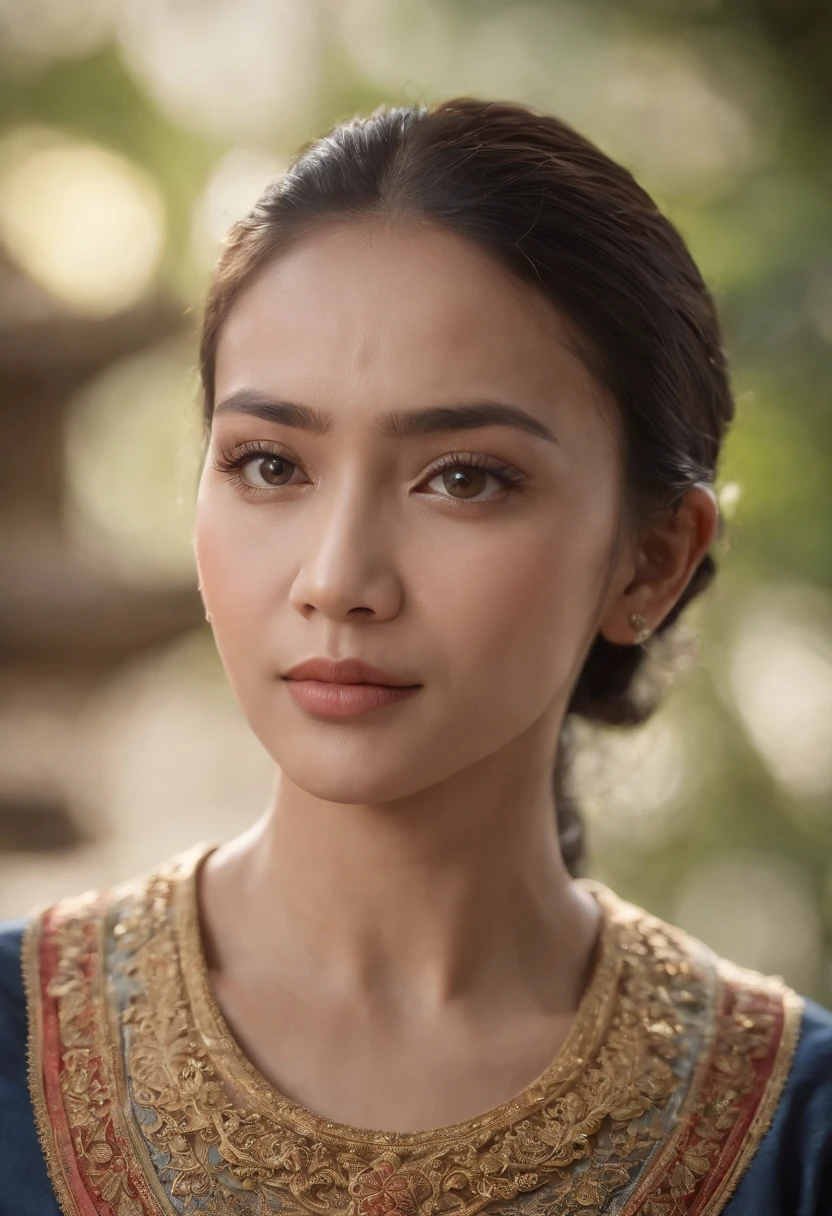 1female, Sundanese ethnicity, ancient java, a priest from the Pajajaran kingdom, with an elegant and dignified gaze, masterpiece, the best quality, (detailed face, detailed ayes, detailed skin texture, ultra-detailed body), realistic, 4k textures, HDR, best 8k, insane details, intricate details, hyperdetailed, hyper quality, great detail, ultra-detailed, soft cinematic light