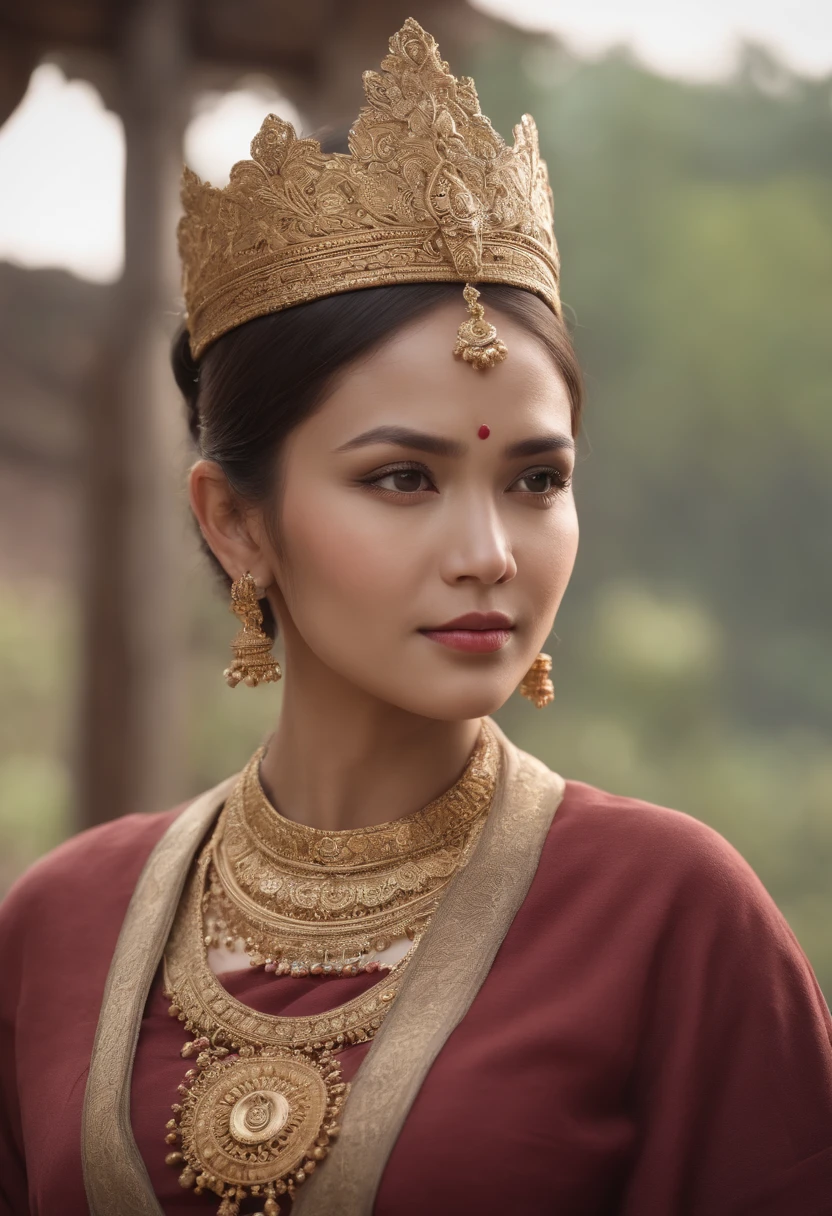 1female, Sundanese ethnicity, ancient java, a priest from the Pajajaran kingdom, with an elegant and dignified gaze, masterpiece, the best quality, (detailed face, detailed ayes, detailed skin texture, ultra-detailed body), realistic, 4k textures, HDR, best 8k, insane details, intricate details, hyperdetailed, hyper quality, great detail, ultra-detailed, soft cinematic light