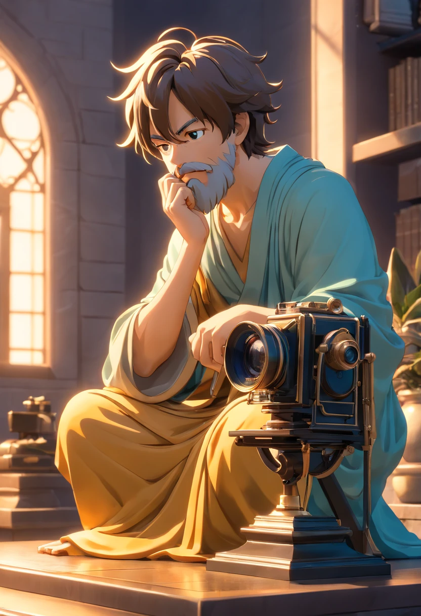 statue of Socrates Absurd image of real,  the old camera of Nikon 8k,16.9.