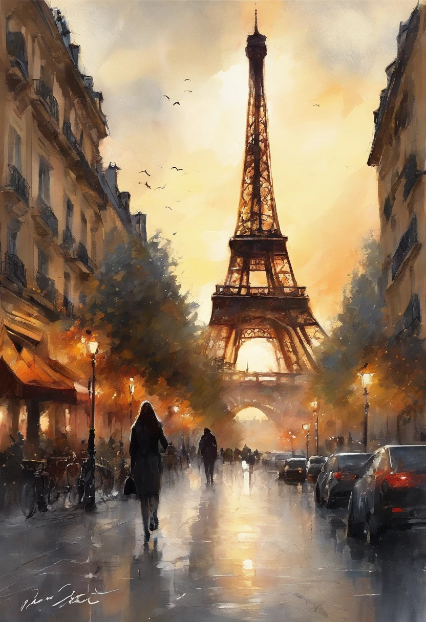 (8K、top-quality、masterpiece:1.2)、 (realisitic、Photorealsitic:1.37)、 ultra-detailliert、DJSODA、 1 girl in、full bodyesbian、Wearing a turtleneck sweater and skinny jeans、Standing in the streets of Paris with the Eiffel Tower in the background, Beautiful detailed sky、night, dark, moon, beatiful detailed eyes、 (length hair:1.2)、 Floating Hair Novafrog Style、