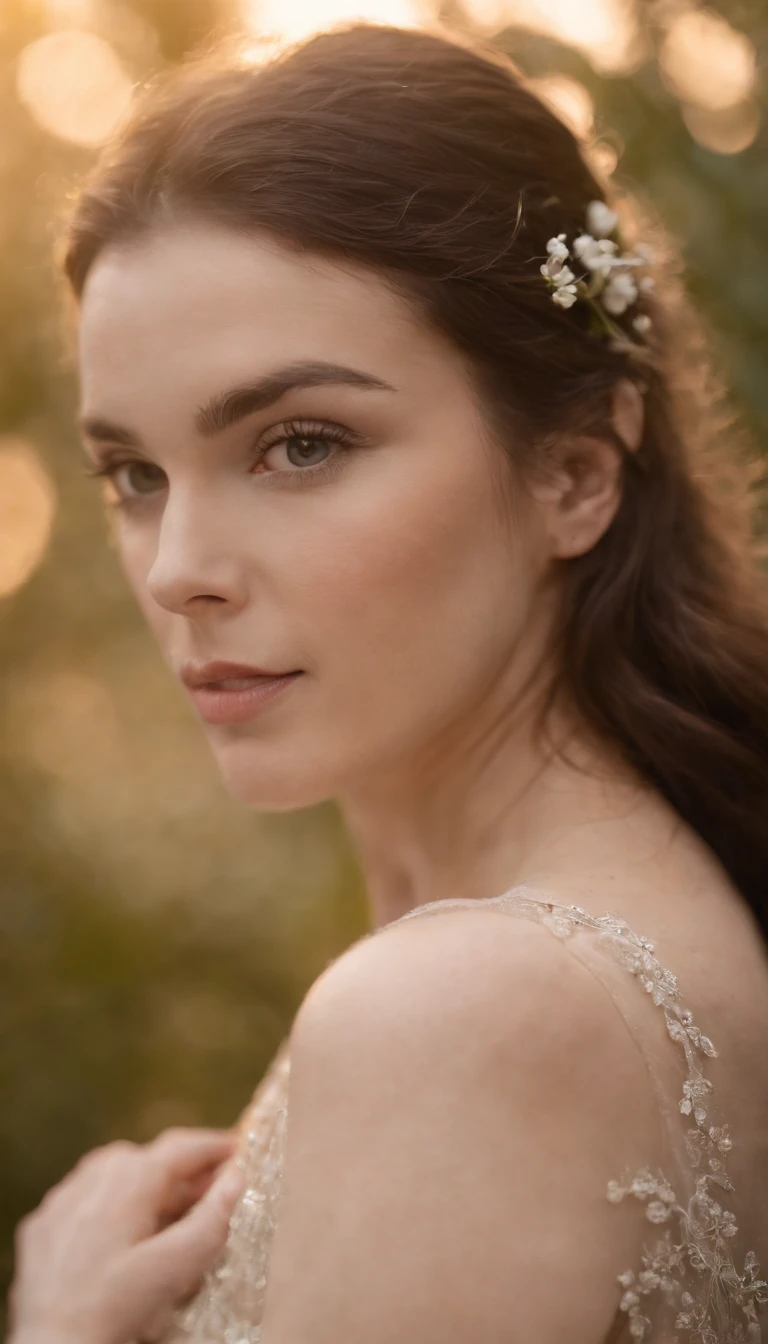 (uma mulher com beleza estonteante, Rodeado por flores roxas vibrantes em um jardim tranquilo, seus cabelos fluindo em tons de preto, an exquisite composition that captures every detail, a mais alta qualidade, a breathtaking close-up of his flawless face)