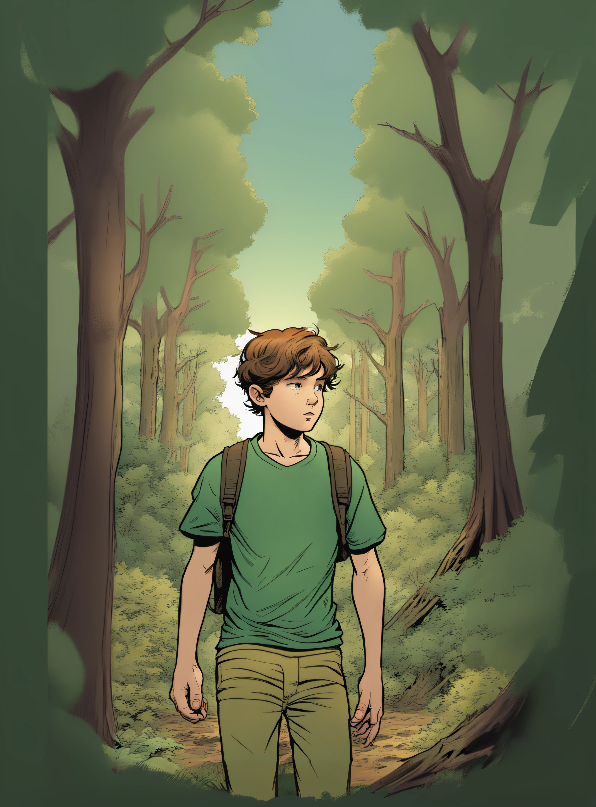 tress and grass detailed cartoon style. beautiful view for the woods