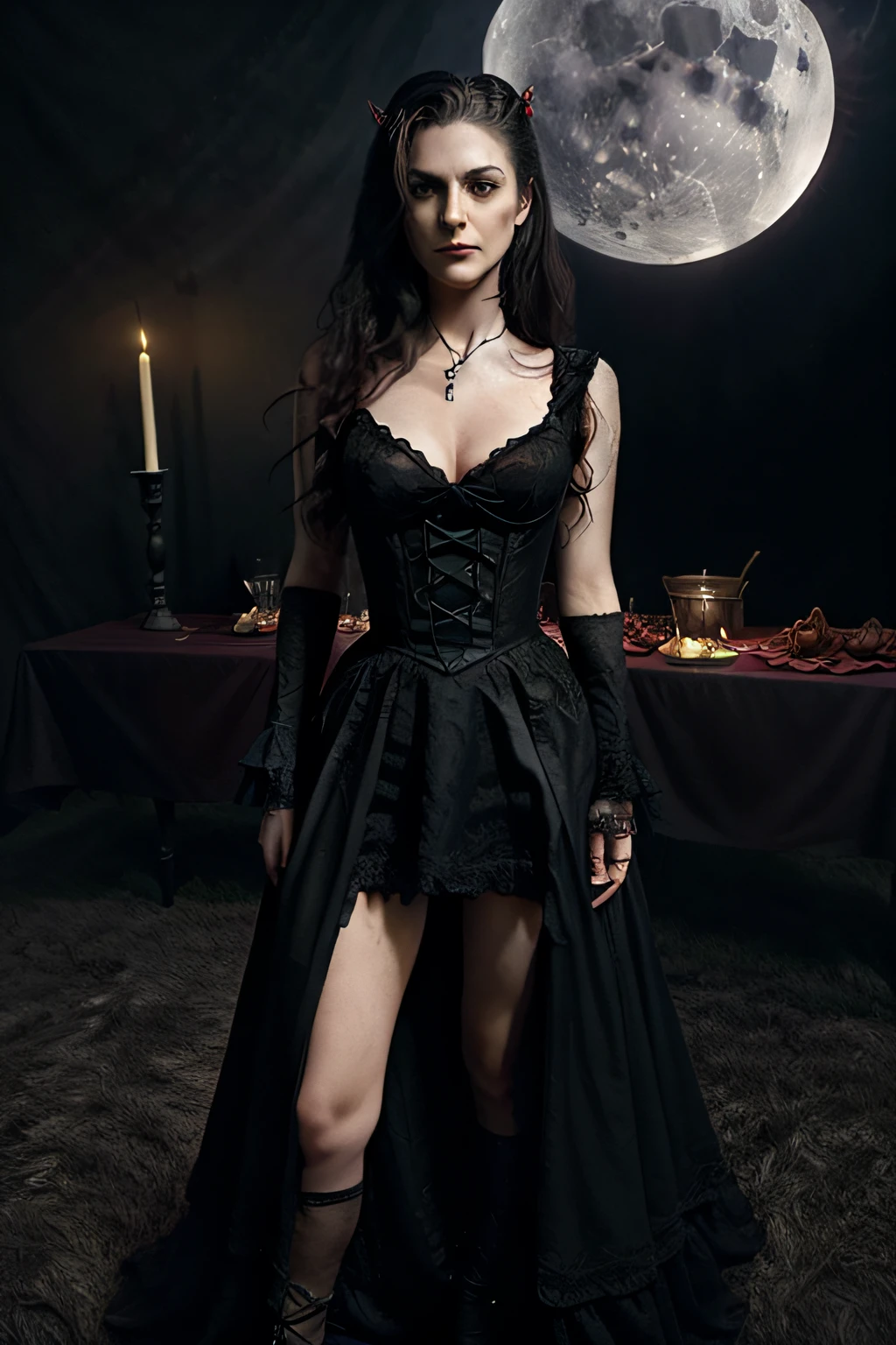 Create a captivating promotional poster image for a Halloween party inspired by the movie 'Interview with the Vampire'.The poster should immerse viewers in the decadent and mysterious vampire world of a bygone era..... Estos son los elementos clave para incluir:
Paleta de colores: Utilice un rico, Luxurious color palette reminiscent of the atmosphere of the film, incluyendo rojos profundos, negros aterciopelados, y oros antiguos. These colors should evoke the sensual and darkly romantic atmosphere of the vampire world.......
Caracteres: Features iconic characters from the film, como Lestat, Luis, Claudia, in her elegant period attire. Make sure they exude both the charm and danger associated with vampires....
Ajuste: Incorporate a backdrop that transports viewers to an opulent 18th-century Gothic setting, con candelabros ornamentados, Cortinas lujosas, y sombras misteriosas.
typography: Seleccione un ornamentado, Gothic-style font for event name and details. Typography should be elegant and easy to read..
Detalles de la fiesta: Mostrar de forma destacada la fecha, hora, lugar, and any special attractions or activities related to the party. Considere presentar estos detalles como si fueran parte de un viejo, Desplazamiento desgastado.
ambiance: Enhance the mysterious atmosphere with subtle elements like flickering candles, Cryptic symbols, and moonlight flowing through the Gothic windows.
Logotipo de la marca: Procedemos, Include the logo or branding of the event inspired by the aesthetics of the film to maintain consistency with other promotional materials.
Vampire motifs: Add vampiric motifs like fangs, sangre, or bats to reinforce the theme.
La imagen final debe transmitir efectivamente la esencia de una velada de vampiros decadente y atemporal inspirada en 'Entrevista con el vampiro',' tentando a los espectadores a en