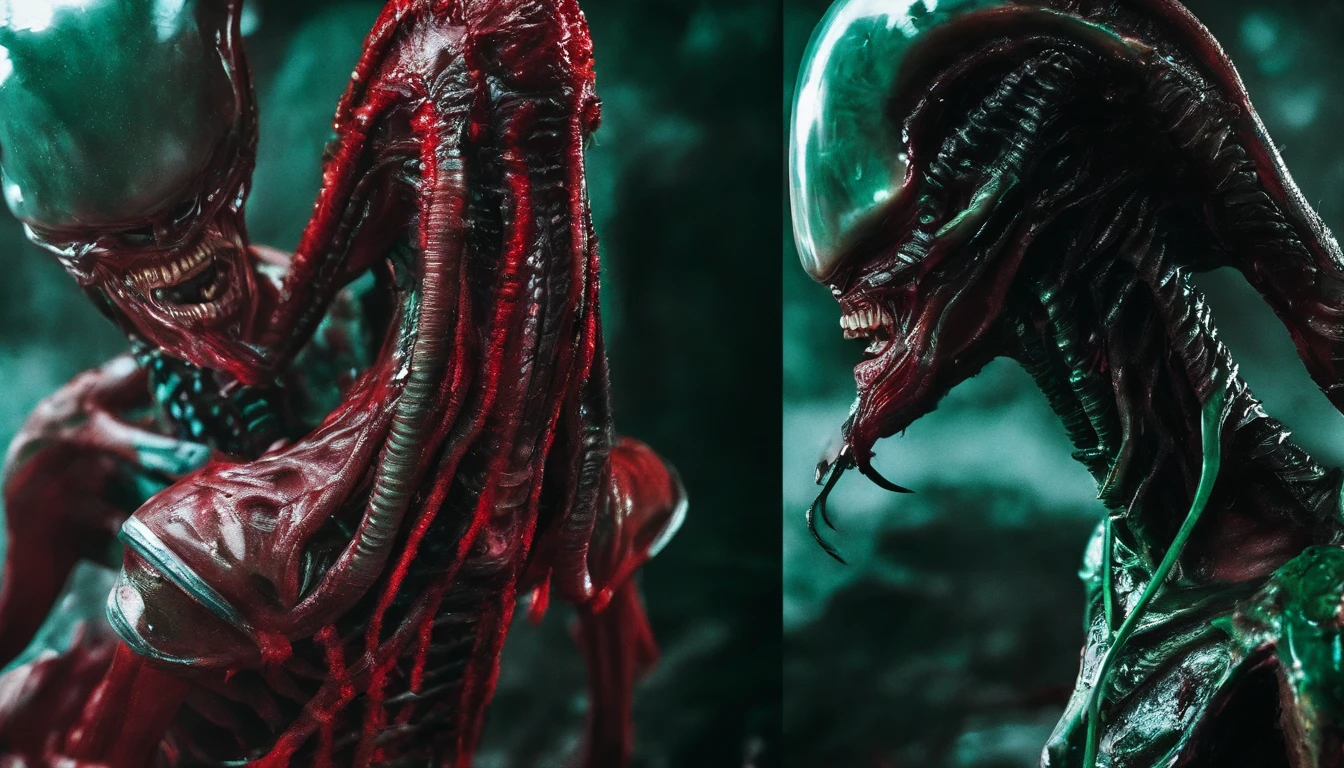 Zombie xenomorph sexy female warrior, character, wet plate collodion, sharp, high detail, Mathew Brady, portrait, red an green skin, devil structure, RTX technology, 4k resolution