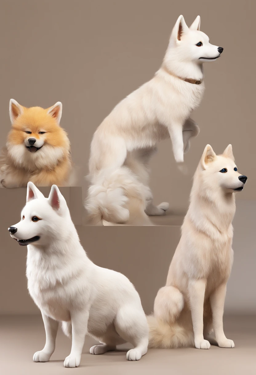 a Dog、Shiba dog、Golden retriever、fluffy cat ears、fluffy fox tail、tenderness、oxytocin、