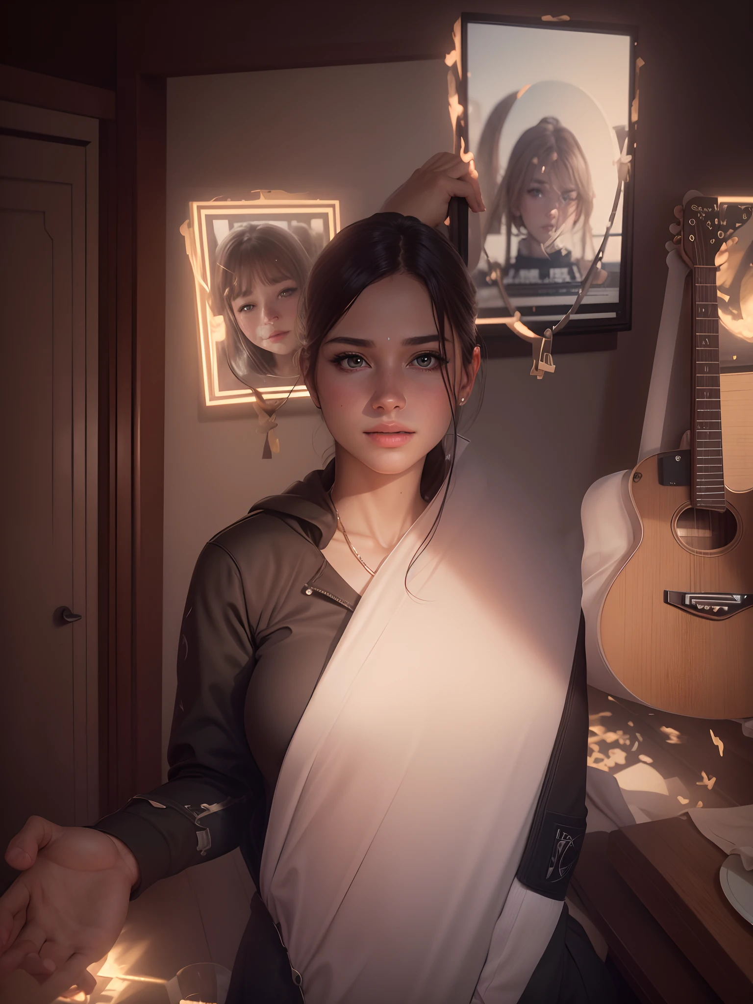 Change background with pretty girl, ultra realistic, 8k.