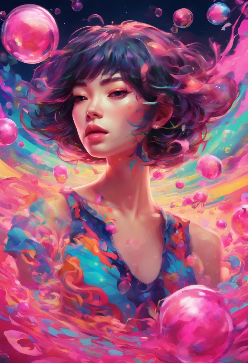 ((top-quality, 8K)), (Realistic), (Face focus: 1.1), (Black and pink: 1.3), kawaii girl, short-hair, rosto magro,Big eyes
Hair fluttering in the wind, Facing to the side, Look up at your face, Eyes closed, (Sleeveless: 1.1)、Skirt, d-cup breasts, Countless soap bubbles、