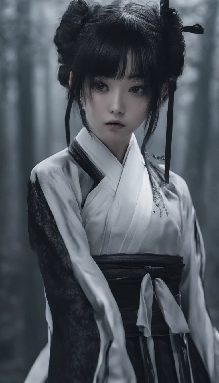 Moisturized skin, Clean skin quality, shinny skin, depth of fields,top-quality, hight resolution, ighly detailed, The ultra -The high-definition,A Japanese Lady,27yo, (1girl in,Whole body,a beauty girl,Lustrous skin,Looking down,Looking at Viewer),, (Straight black shiny hair,Blue eyes,bow ribbon,hanbok, korean clothes), (Clothed_Underbust:1.2),underboob,Protruding areola,