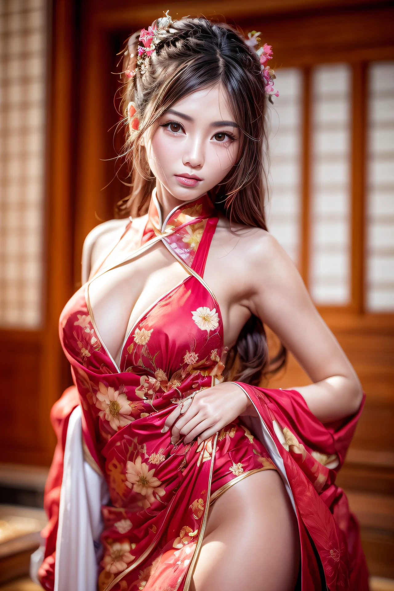 a close up of a woman in a dress posing for a picture, japanese goddess, sexy girl, asian girl, beautiful asian girl, captivating and enticing, chinese girl, 18 years old, very seductive pose, with beautiful exotic, korean girl, beautiful feminine body, gorgeous chinese model, sexy body, sexy pose, japanese model, beautiful asian woman
