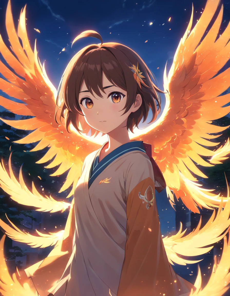 (best quality,4k,8k,highres,masterpiece:1.2),ultra-detailed,(realistic,photorealistic,photo-realistic:1.37),baby fire phoenix,very cute,pet,adorable,glimmering eyes,fluffy,feathers shining brightly,radiant colors,vivid shades,key to mythical kingdom,playful,outstretched wings,small beak,powerful talons,translucent flames,magical creature,sparkling aura,pure innocence,endangered species,precious wildlife,enchanted forest,firelight dancing,ethereal presence,floating gracefully,symbol of rebirth,bursting with energy,guardian of the skies,small yet mighty,celestial beauty,None