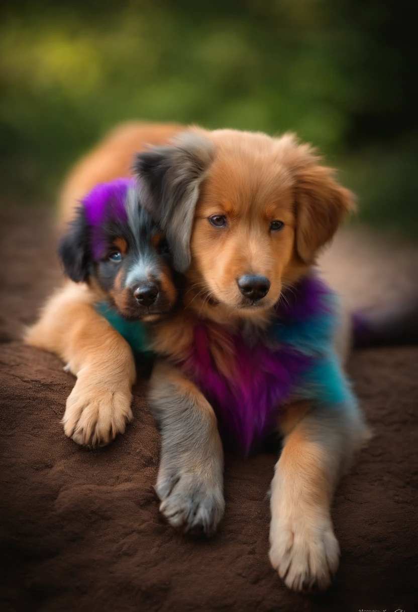Colored dog paw prints