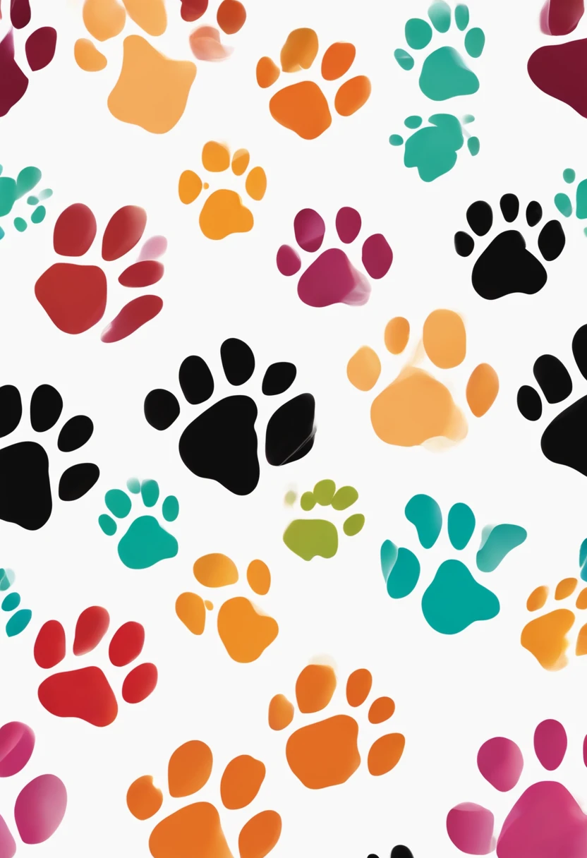Colored dog paw prints