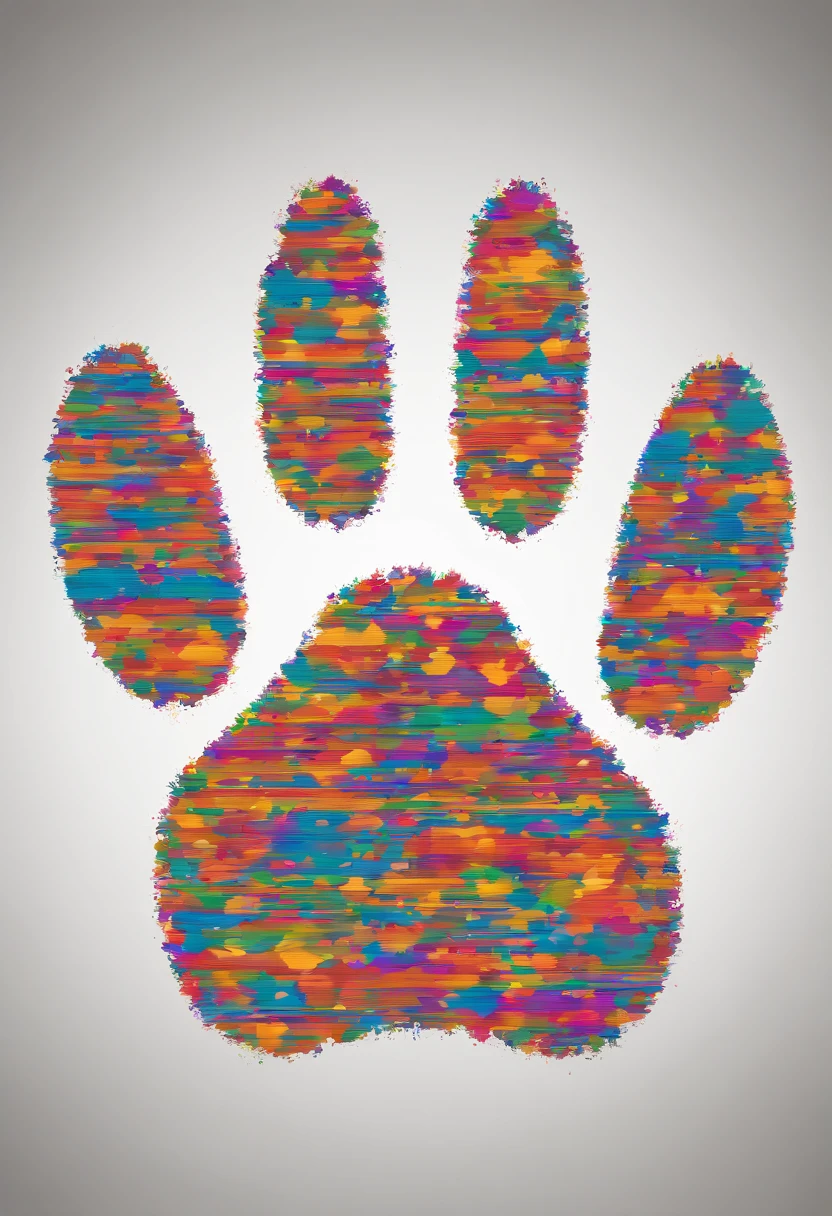 (A colorful dog paw print that occupies two-thirds of the picture),(Best posture),(best angle), (Better expression) ,Multidimensional geometric wall portrait, Artistically, tchibi,yang08k, big breasts beautiful, coloring,