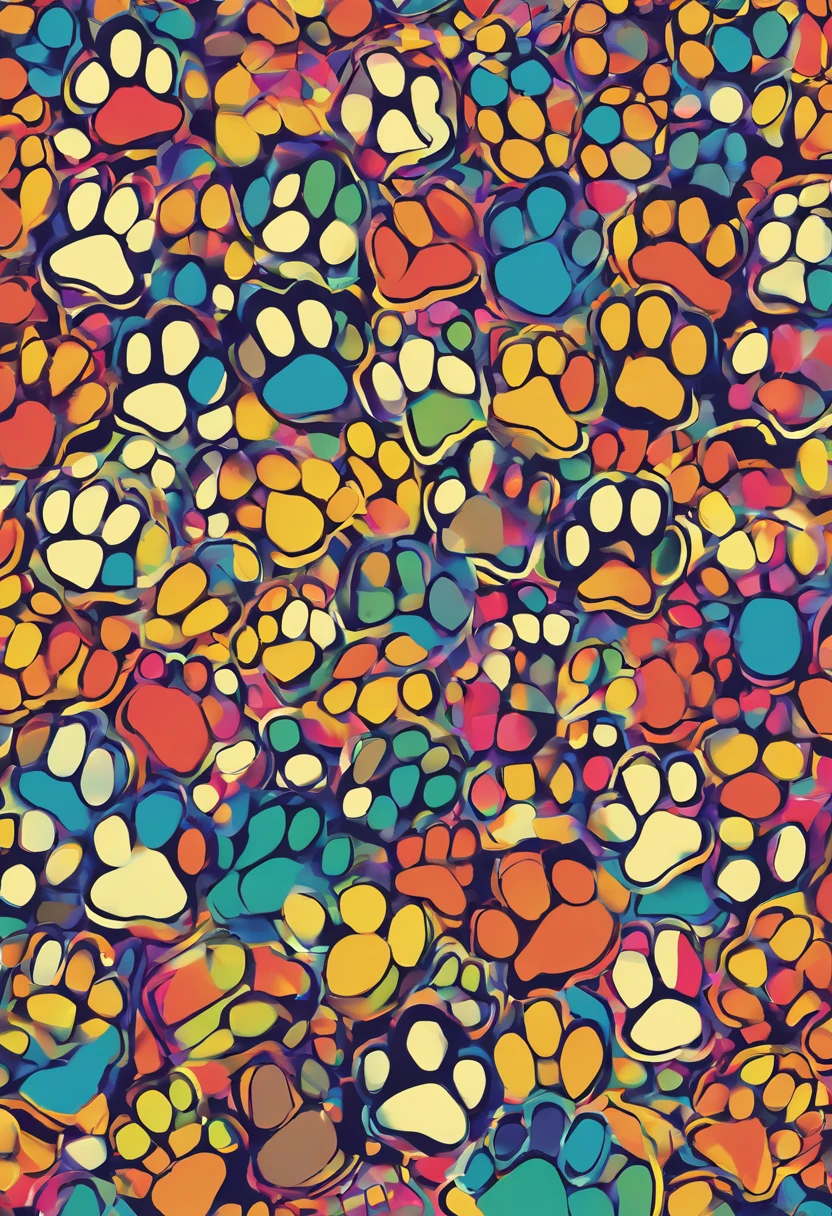 (Colored dog paw prints ),(Best posture),(best angle), (Better expression), Eduardo Kobra Acorjo Amento ,Multidimensional geometric wall portrait, Artistically, tchibi,yang08k, big breasts beautiful, Coloring