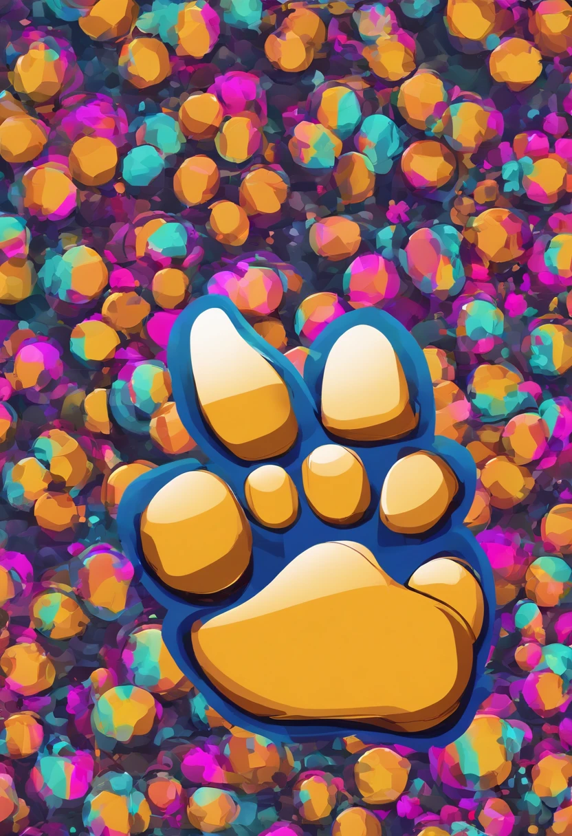 A colorful dog paw print,Commercial logo,Mediums,detail-rich,Colorful,Multidimensional geometric walls