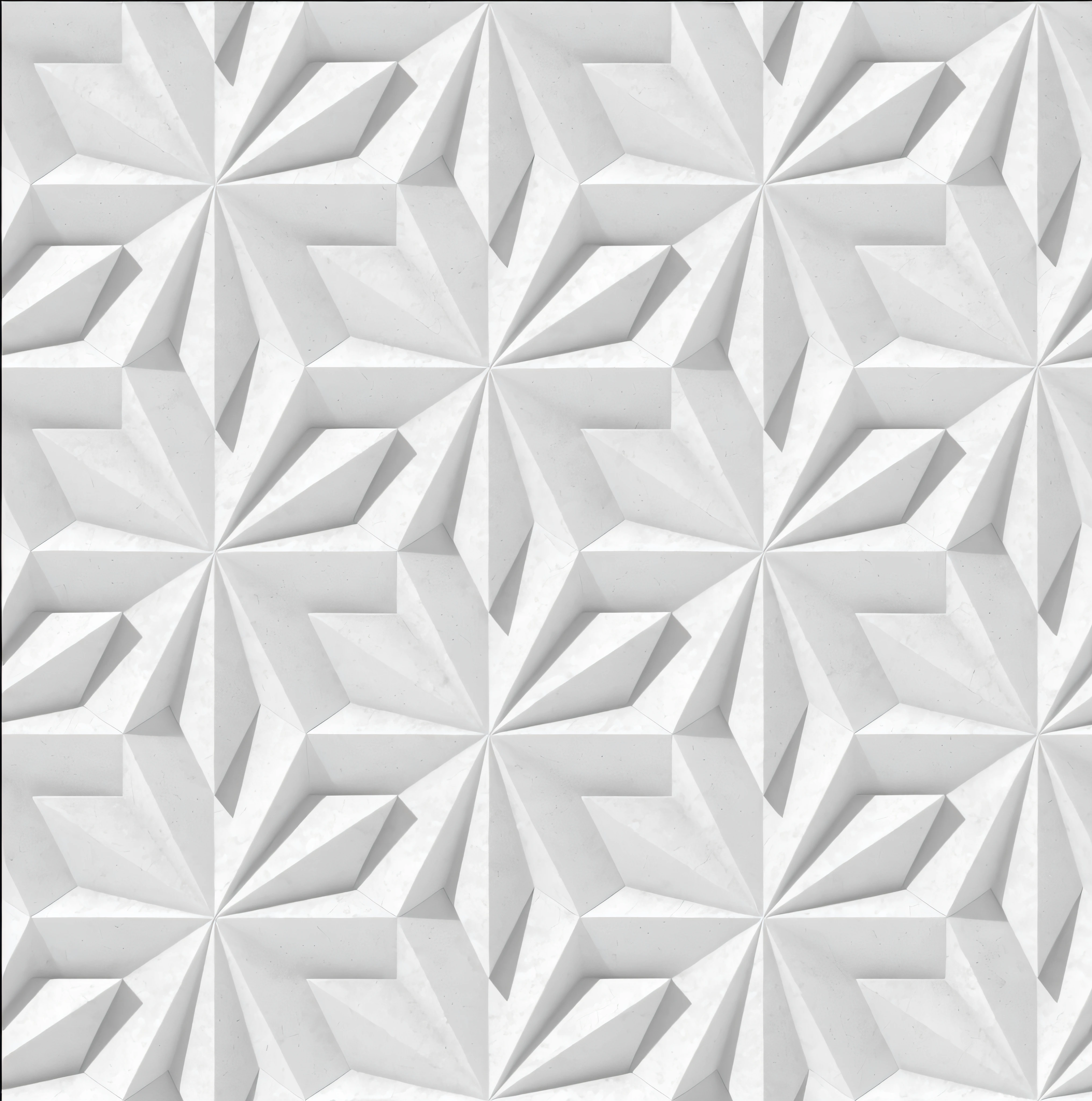 a closeup of a white wall with a triangle pattern, Fractais brancos, textura de ladrilho, tesselation, an ambient occlusion render, white panels, Angular dynamic white rock floor, Ambient occlusion:3, subtle pattern, textura do diamante, fundo branco, carved marble texture silk cloth, carved white marble, made of all white ceramic tiles