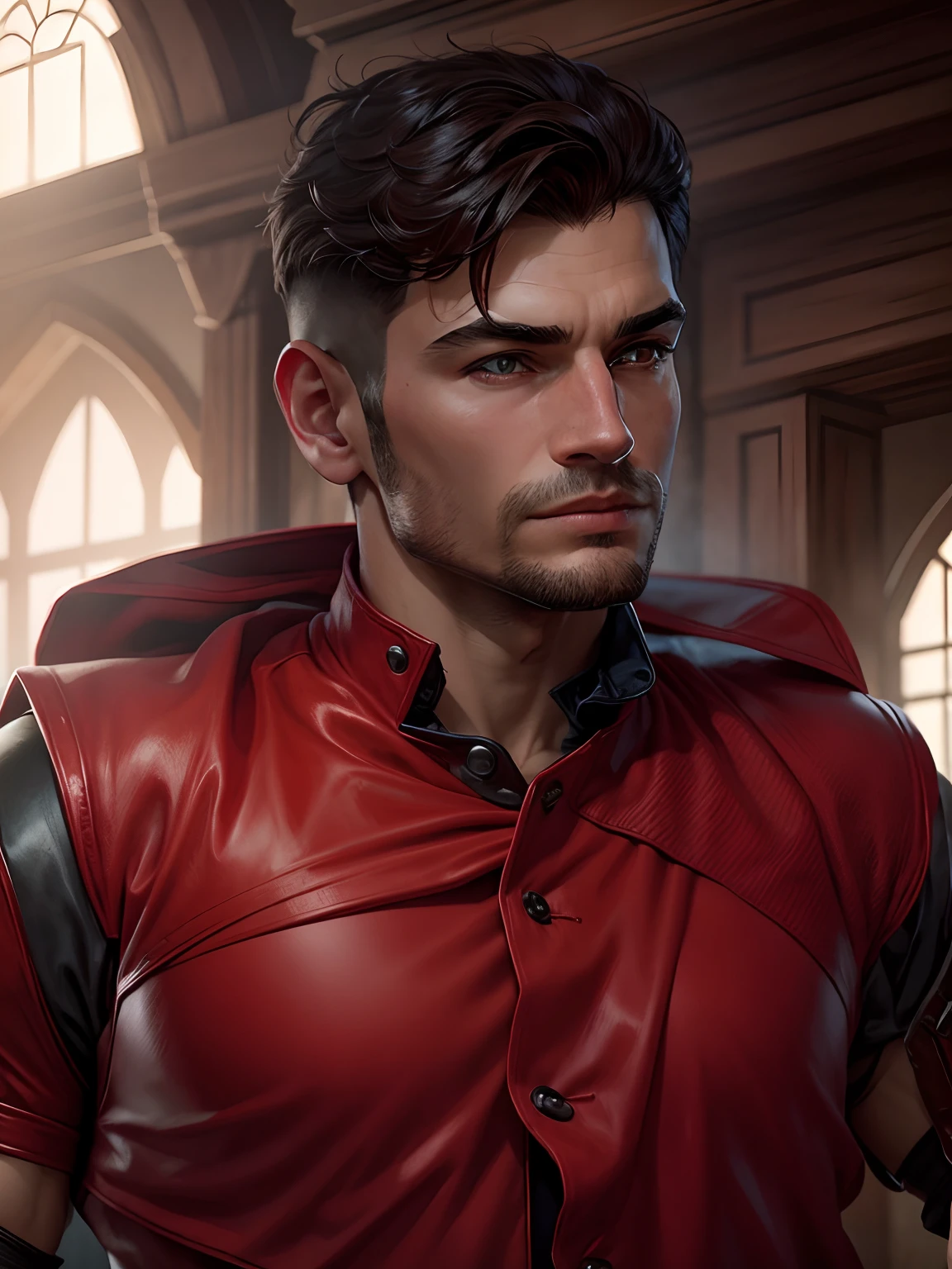 RedCloak style, a close up of a person wearing a red hood