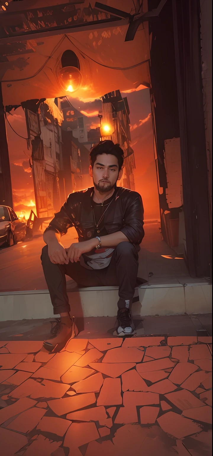 Change background, realistic face and sunset