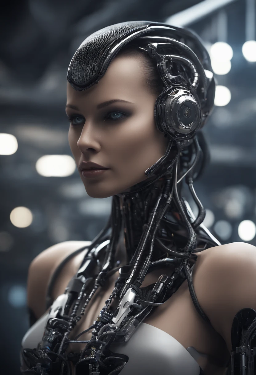 full body, a sexy female robot, shiny metallic body, shiny blue circuitry, beautiful detailed eyes, beautiful detailed lips, extremely detailed face and skin, long eyelashes, seductive pose, intricate mechanical details, futuristic sci-fi setting, dramatic lighting, cinematic composition, (best quality, 4k, 8k, high resolution, masterpiece: 1.2), ultra-detailed, (realistic, photorealistic, photo-realistic: 1.37), highly detailed lighting, cinematic and dramatic , vibrant neon colors, 