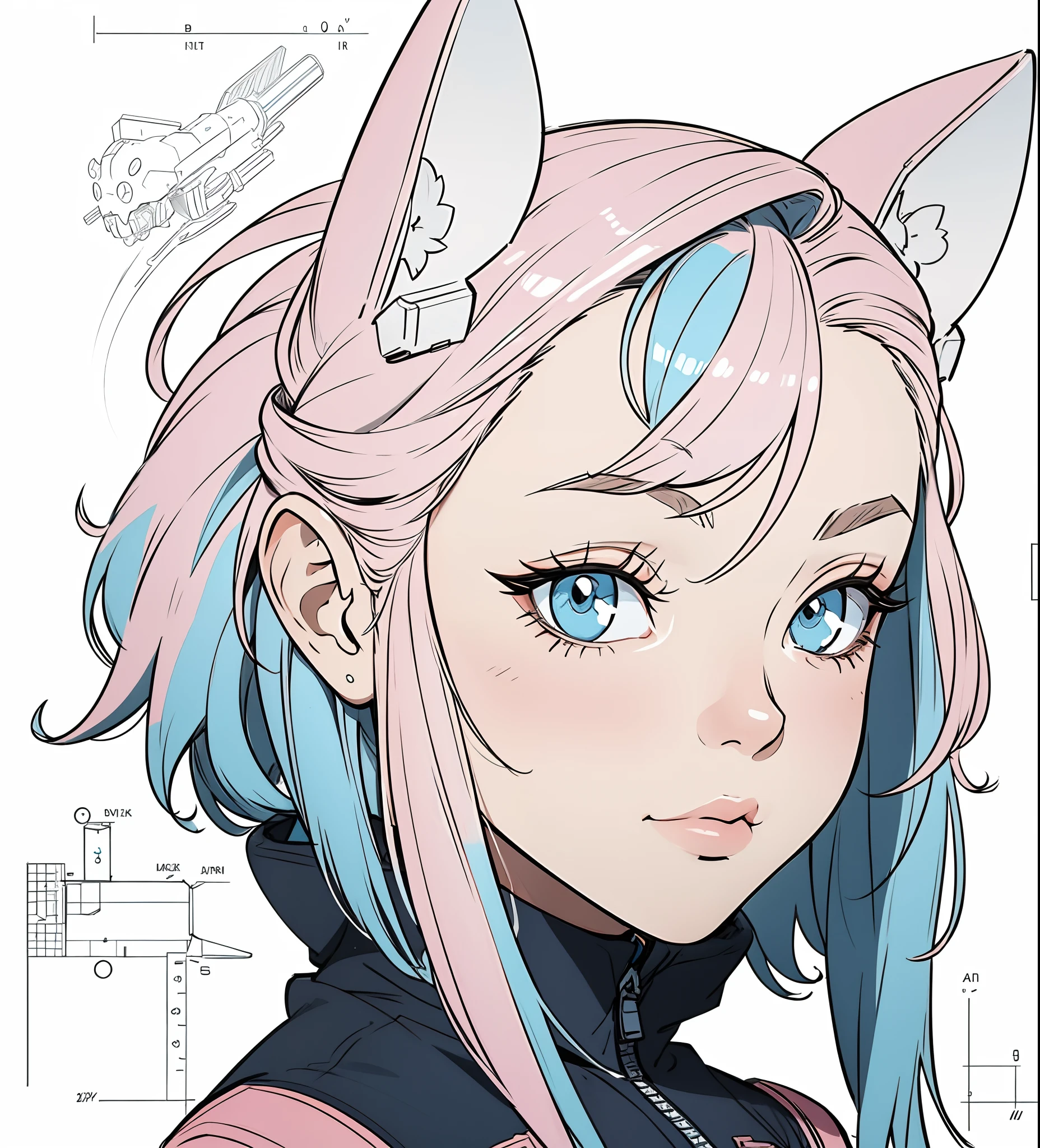lineart blueprint, character design sheet