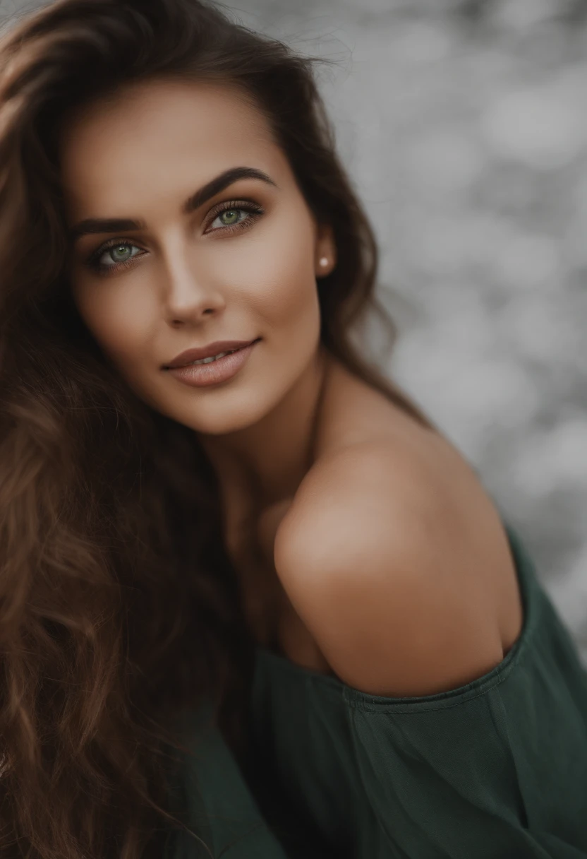 Femme arafed avec un soutien-gorge blanc et un collier, fille sexy aux yeux verts, Portrait Sophie Mudd, cheveux bruns et grands yeux, Selfie d'une jeune femme sourriant avec des dents blanches. Avec un grnad et beaux sourrir , Yeux de chambre, Violet Myers, sans maquillage, maquillage naturel, looking straight at camera, Visage avec Artgram, Maquillage subtil, Superbe photo du corps entier, piercing green eyes, Bel angle, pose attrayante, fille mignonne, sexy pose, Image du corps entier, corps entier, Prise de vue du corps entier, Porter une jupe grise et des bottes. Avec un sourrire ou on voit ses dents blanche