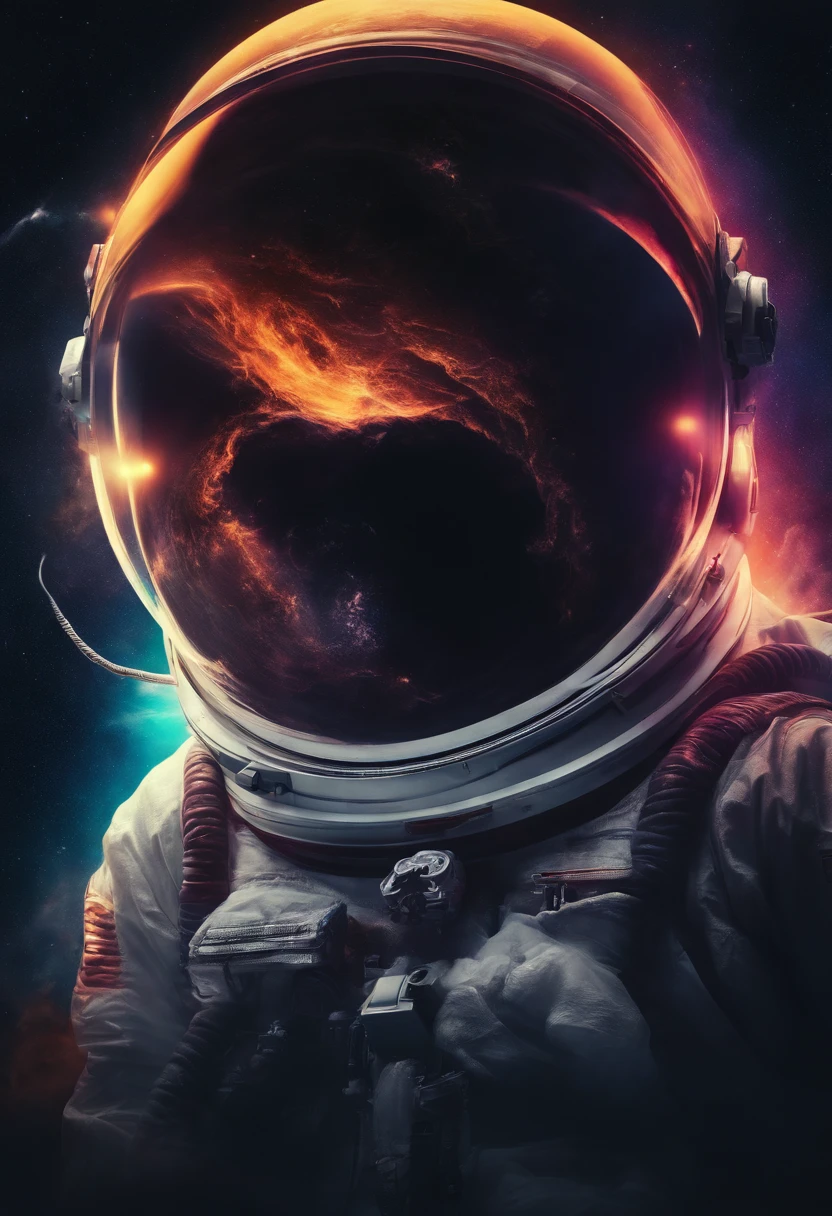 planeta dos macacos, astronauta, neon lighting, realista, detalhado, background estilo xenomorpho, particulas voando, smoke in the background, deep space