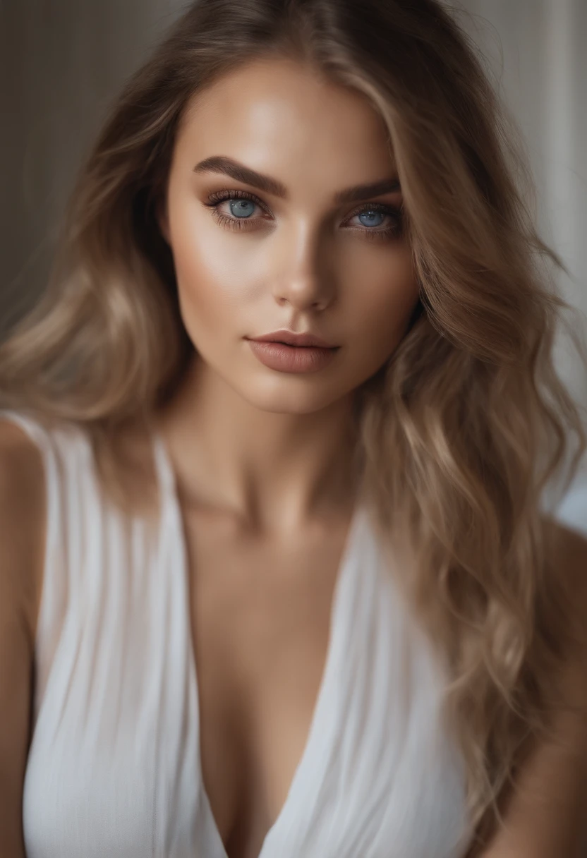 woman with matching tank top and panties, fille sexy aux yeux bleus, Portrait Sophie Mudd, Portrait de Corinna Kopf, cheveux blonds et grands yeux, selfie of a young woman, ohne Maquillage, maquillage naturel, Look directly into the camera, Visage avec Artgram, dezentes Maquillage, Superbe photo du corps entier, dans la chambre, gros seins, Blonde