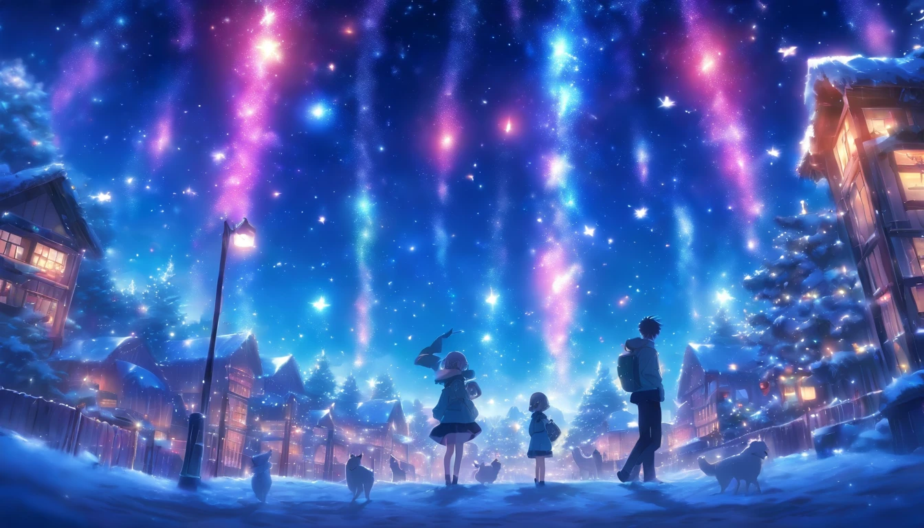 Christmas, For printing, Song cover image, 8K, Dating between men and women, Night sky,milky ways, Christmas, The eye, High school boys and girls, dated, Christmas, illumination, toyko