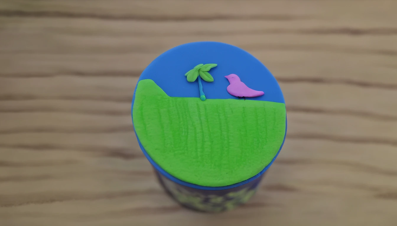 Green grass,Draw a small blue bird in the upper right corner,Makes you want to take a breather