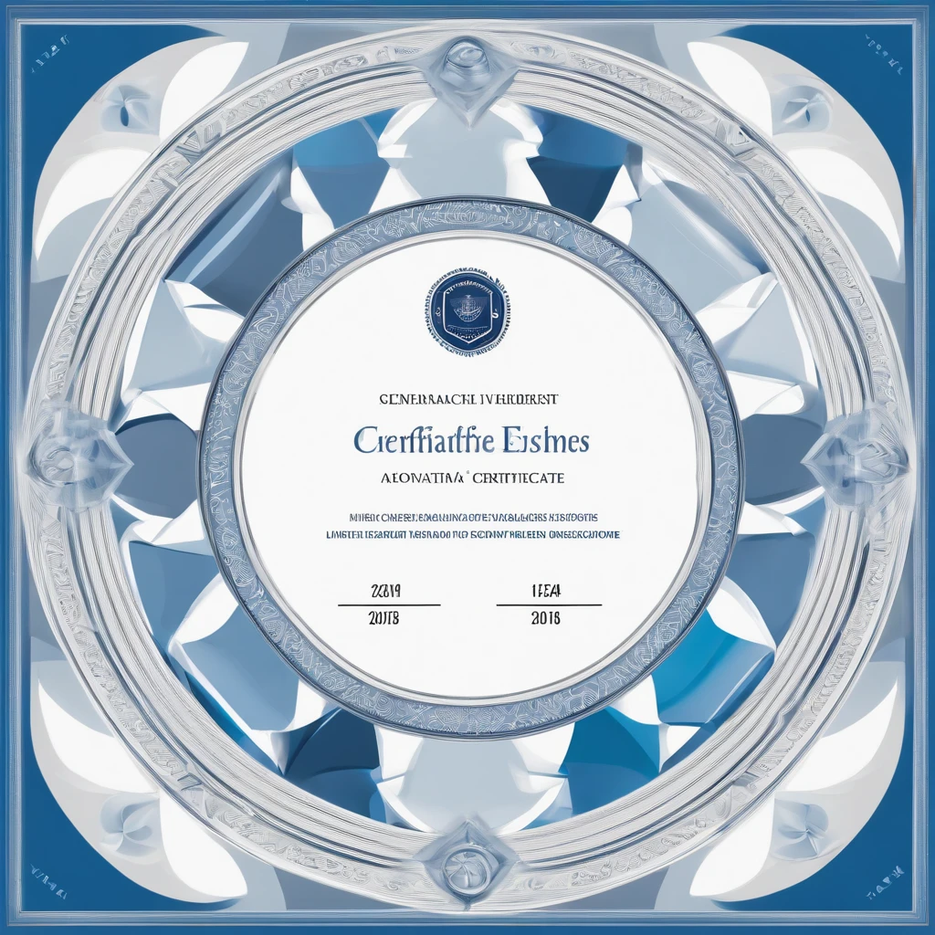 A bold and elegant certificate design, with a bright blue background featuring abstract geometric shapes in shades of blue and grey. The HSE University logo is prominently displayed in the center, with eye-catching and sophisticated typography for the training title and recipient's name. The design exudes confidence and expertise, making it the ideal way to showcase your achievements.