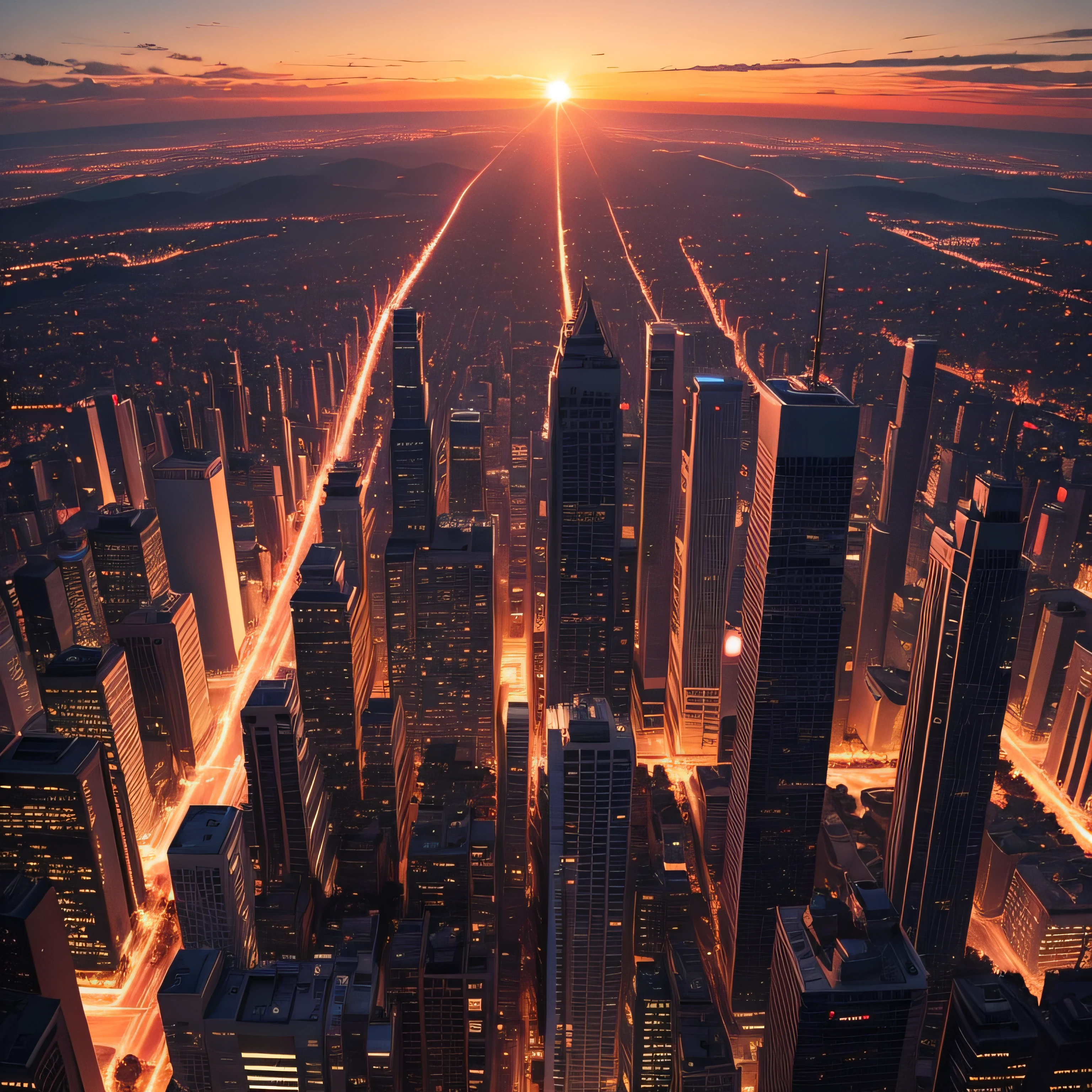 SUNSET, night, GRAPHIC, city