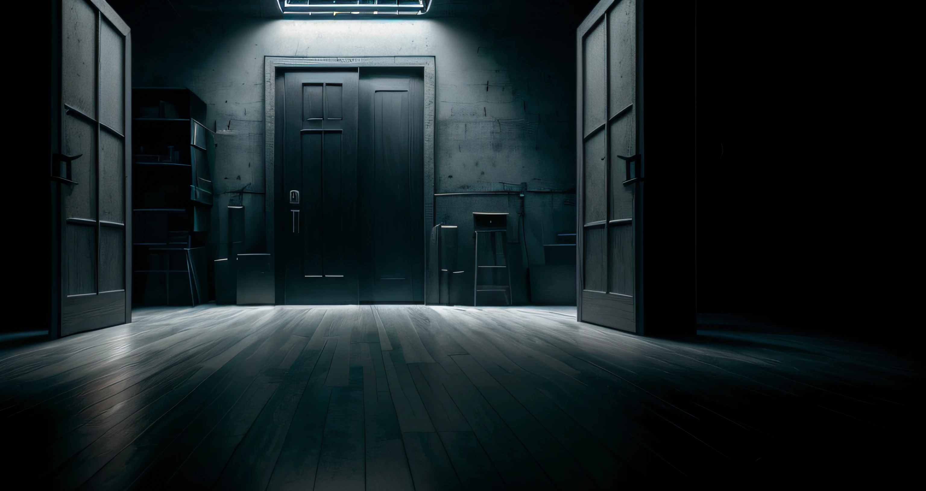 Door with light entering through it into a dark room, Cancha de baloncesto sucia y vieja, Dark studio backdrop, Fondo oscuro del estudio, Dark concrete room, Estudio de fondo gris oscuro, Back of the elements of the scenery, in a dark futuristic room, Color de fondo de estudio negro, Antecedentes del estudio, Fondo interior, Diffuse museum lighting, Fondo del estudio, Fondo oscuro del hangar, dark room with a light coming in through the window, Arte digital #Oneshotgame, desaturados!!, por Nedelchev, Renderizado basado en la fisicalidad, Toma en interior, artistic depiction, Excelente renderizado 3D, cool 3d visualisation, Very epic atmosphere
