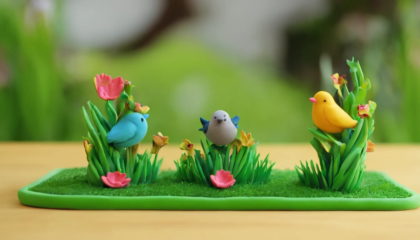 green grass,Little birds chatting,Friendly atmosphere