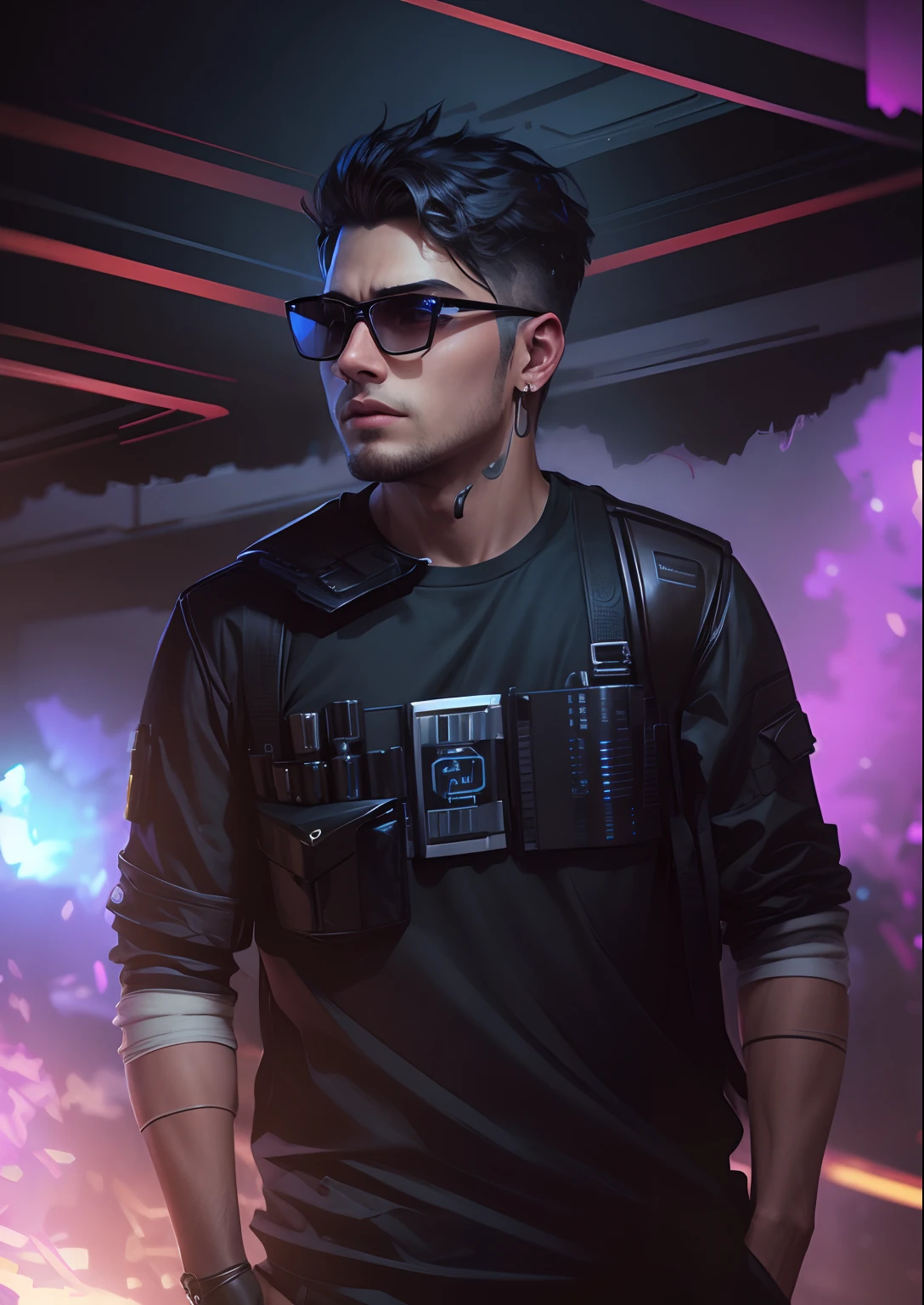 Change background cyberpunk handsome boy, realistic face, 8k, Ultra realistic, v-- 4