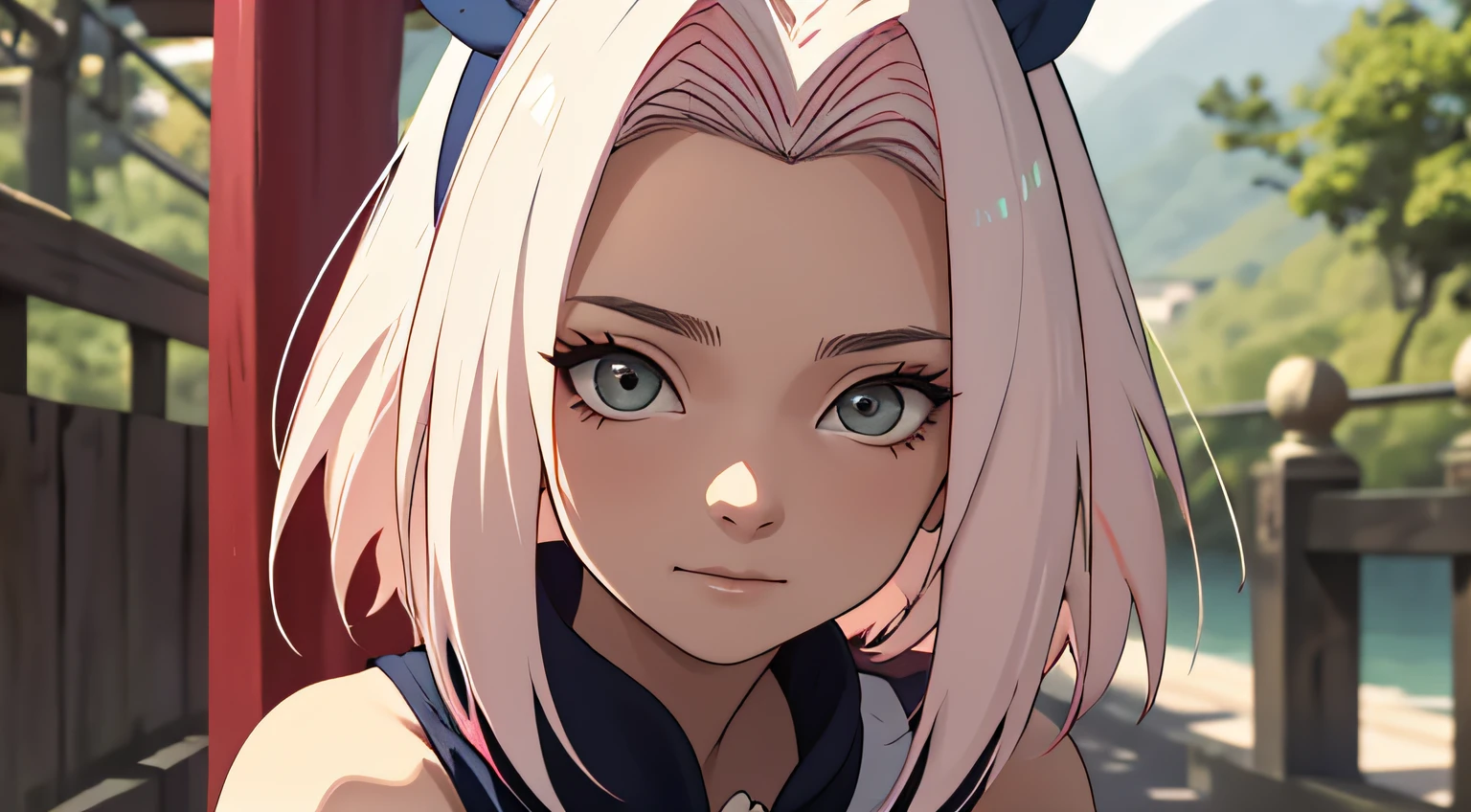 tmasterpiece, Best quality at best, 1 fita, sakura haruno, seios grandes,Traje fora do ombro,(clivagem),(closeup da parte superior do corpo),Criado sexy,is shy,sorrir,com cabelo rosa, Longas, whitish hair, (Globos oculares verdes:1.4), Forehead Protection, As cerejeiras,Flores de cerejeira voando,roupas vermelhas,Zipper half