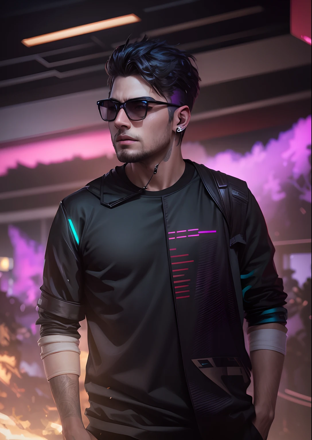 Change background cyberpunk handsome boy, realistic face, 8k, Ultra realistic,