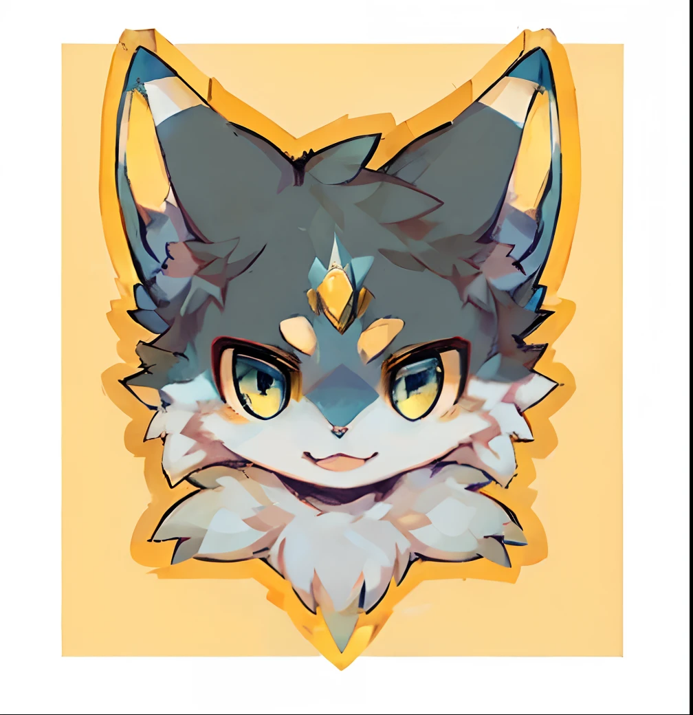 head portrait,Little blue wolf,Yellow ears,Blue and yellow eyes,adolable