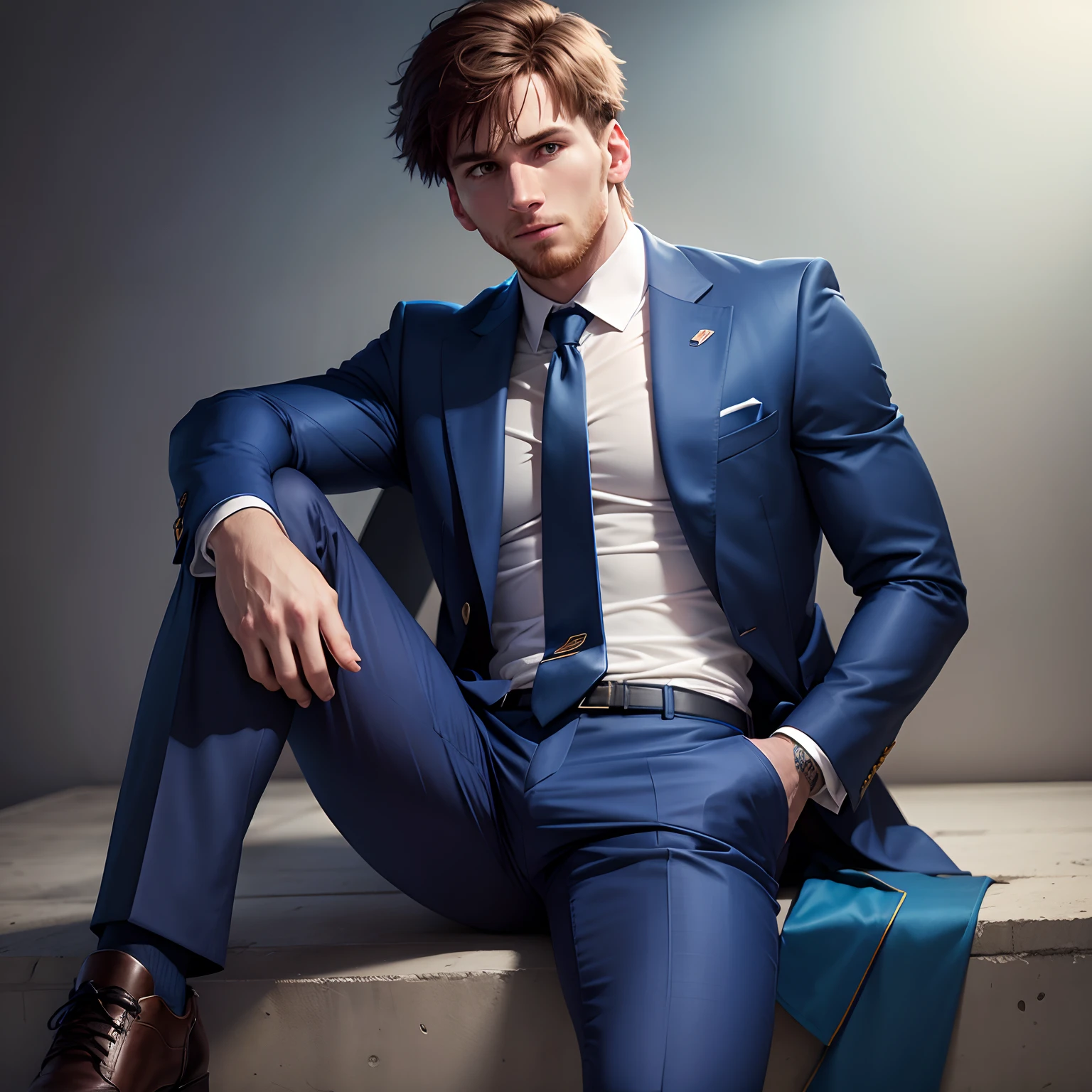 Football player leo messi wear blue coat pent and tie