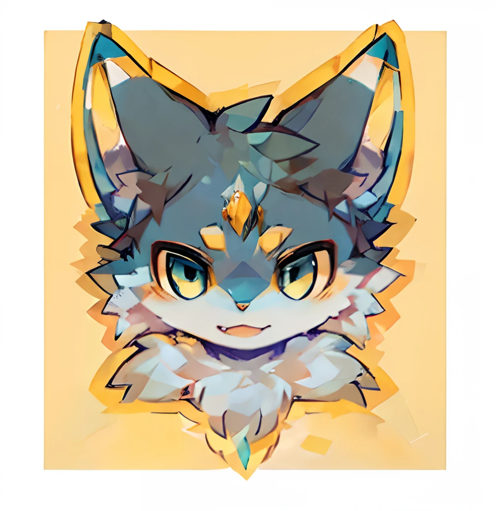 head portrait,Little Blue Wolf,Yellow ears,Blue and yellow eyes,adolable
