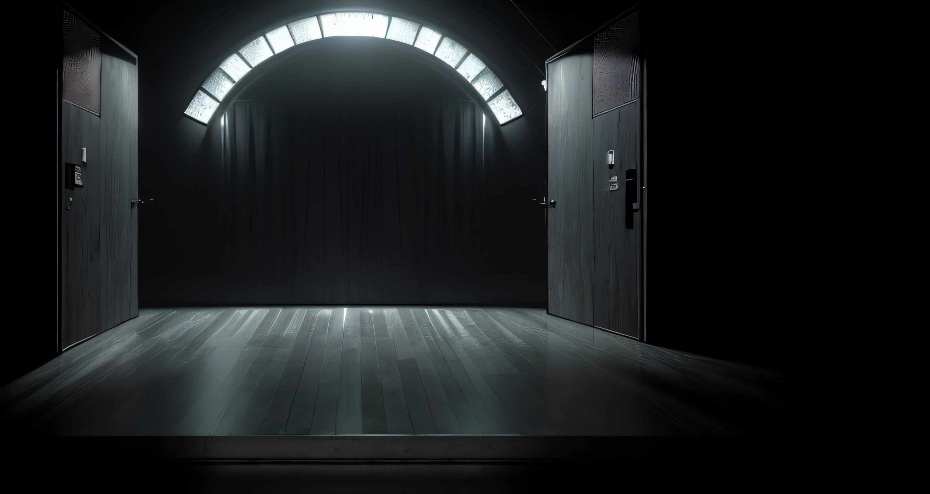 Door with light entering through it into a dark room, Cancha de baloncesto sucia y vieja, Dark studio backdrop, Fondo oscuro del estudio, Dark concrete room, Estudio de fondo gris oscuro, Back of the elements of the scenery, in a dark futuristic room, Color de fondo de estudio negro, Antecedentes del estudio, Fondo interior, Diffuse museum lighting, Fondo del estudio, Fondo oscuro del hangar, dark room with a light coming in through the window, Arte digital #Oneshotgame, desaturados!!, por Nedelchev, Renderizado basado en la fisicalidad, Toma en interior, artistic depiction, Excelente renderizado 3D, cool 3d visualisation, Very epic atmosphere