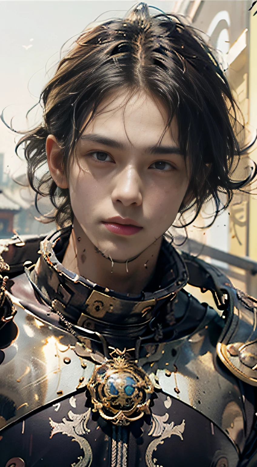 (((32k,high detal,high-detail、masterpiece,Attention to detail,full body Esbian,独奏,1man))),Raw photo & realistic atmosphere,beautiful dark blue eyes,Detailed mouth,Detailed eyebrows,Shine in every detail,Eyes drawn in detail、Very beautiful eyes with azure eyes,Detailed lips、Infinite reality, ,Brave samurai of the Sengoku period, bulky17-year-old beautiful boy,Samurai of the Sengoku period of Japan,the whole body is wet,dripped out,with a flushed face,Tremendously beautiful17-year-old Sengoku samurai beauty boy,(youthfulness,Sharp eyes,Serious beautiful look,Armor samurai of the Sengoku period,Sengoku armor,Armor of the Warring States Period,Black shiny hair,Chonmage,showing your whole body,Detailed crisp armor,Beautiful luxurious Sengoku armor,Armoured pockets,torso,small hand,Sandals,Shoulder to shoulder,Sengoku Warlord,Sengoku Daimyo,Strongly influenced by Sanada Yukimura,beautiful young boy,Image of the whole body turning red,Girlish face:1.8)