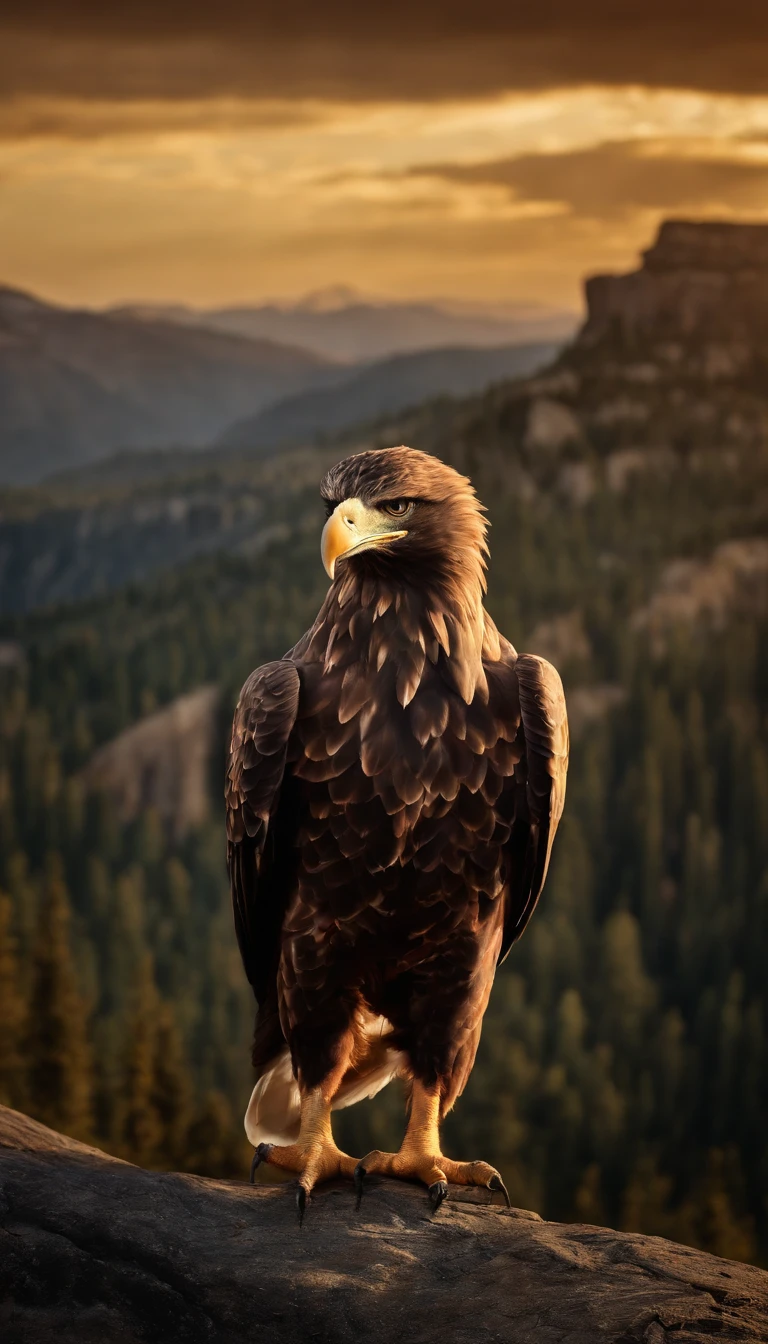 Ultra realistic vista of a giant eagle holding a happy energetic with radiant eyes and eagle tattoos in its claws. Very late sunset over the dark rocky mountains.
Trending iconic masterpiece!
