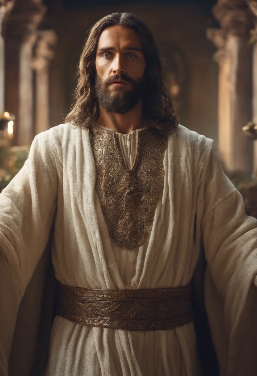 (symmetry),centered,a ((close)) up portrait,(Jesus),a very thin white prime man with long hair and a beard,wearing a long white robe,35mm,natural skin,clothes detail, 8k texture, 8k, insane details, intricate details, hyperdetailedhighly detailed,realistic,soft cinematic light,HDR,sharp focus, ((((cinematic look)))),intricate, elegant, highly detailed