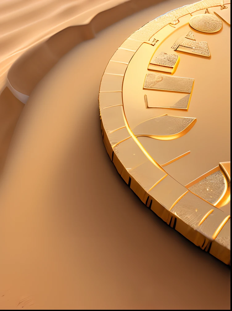Chuva de moedas Bitcoin douradas caindo no deserto