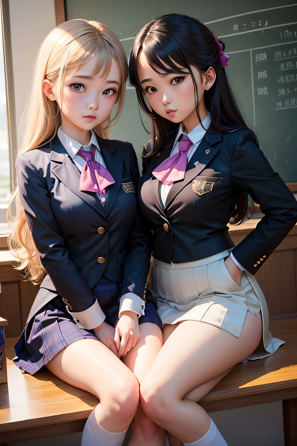 2girl,Loromiya,Ricciyo,school uniformss,Ascot, Masterpiece, Best Quality