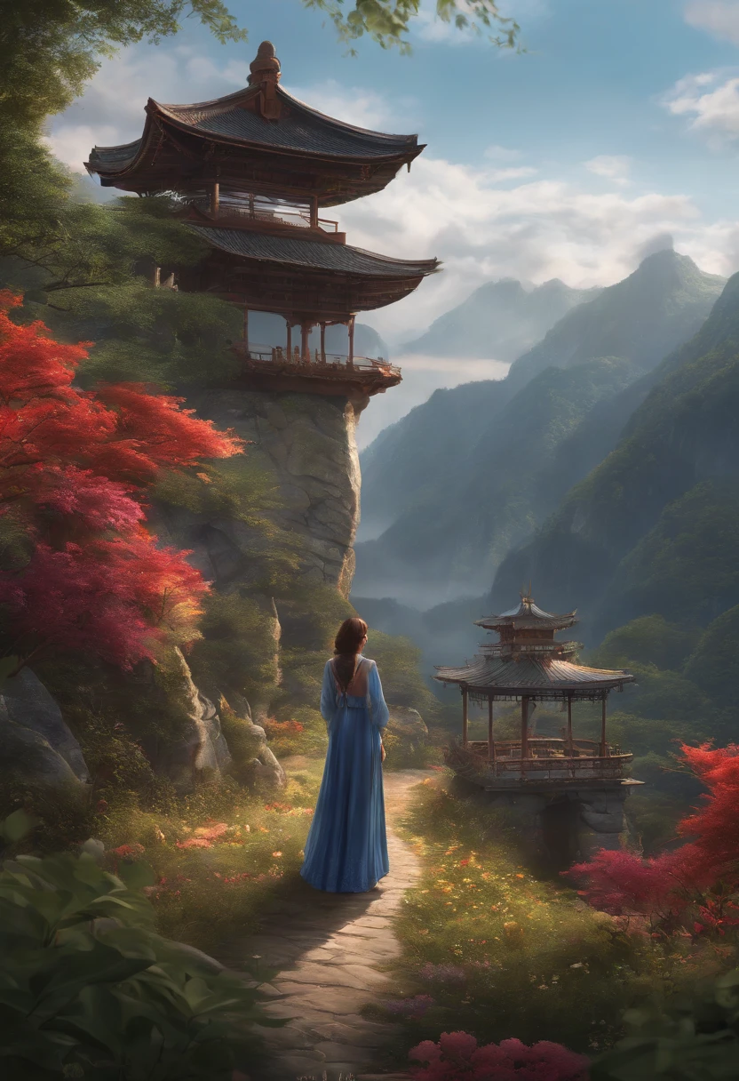2D, HD, Detailed details, Detailed landscapes, top-quality, Highly detailed, masterpiece, best quality, highres, solo, 1girl, Seele, miko