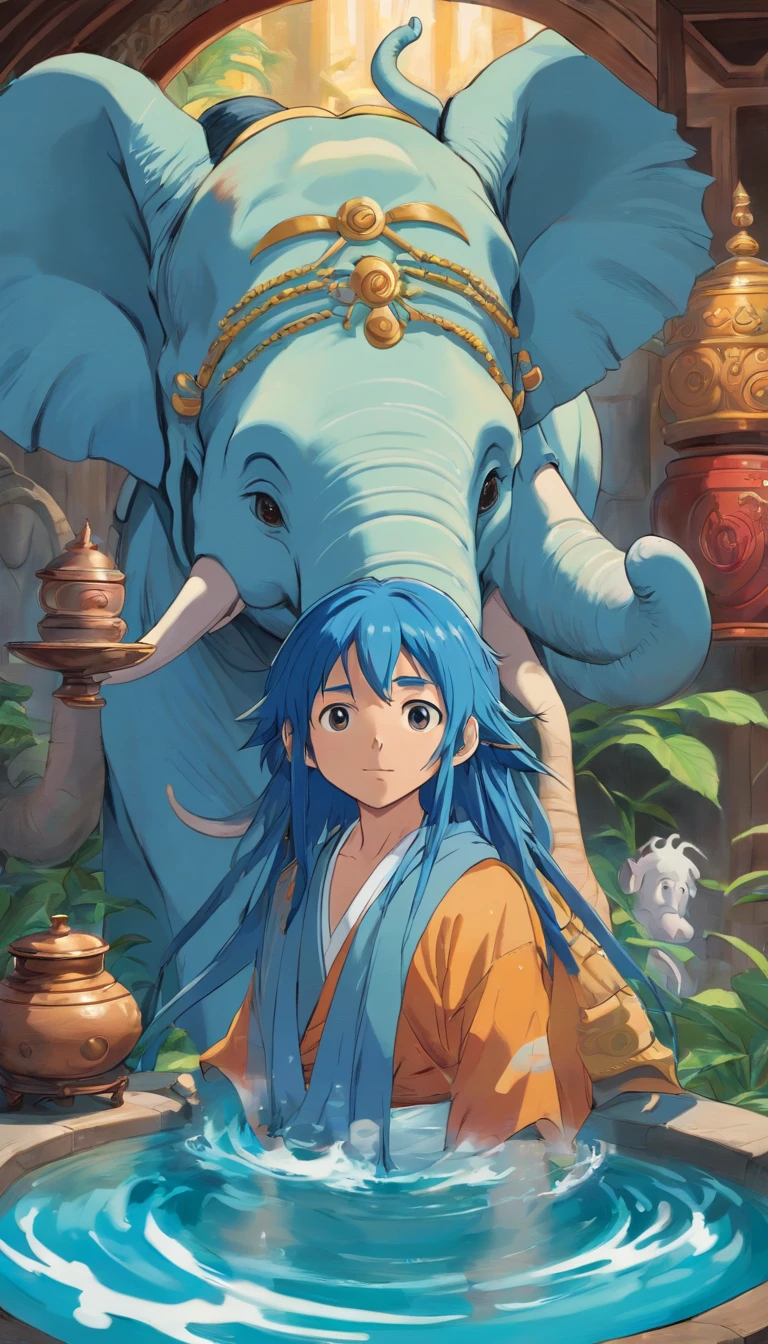 Spirited Away Wind,hayao myiazaki,Blue Skin Dreadlocks Man With Lord Shiva,Blue-skinned elephant Ganesha,Bath kettle,
