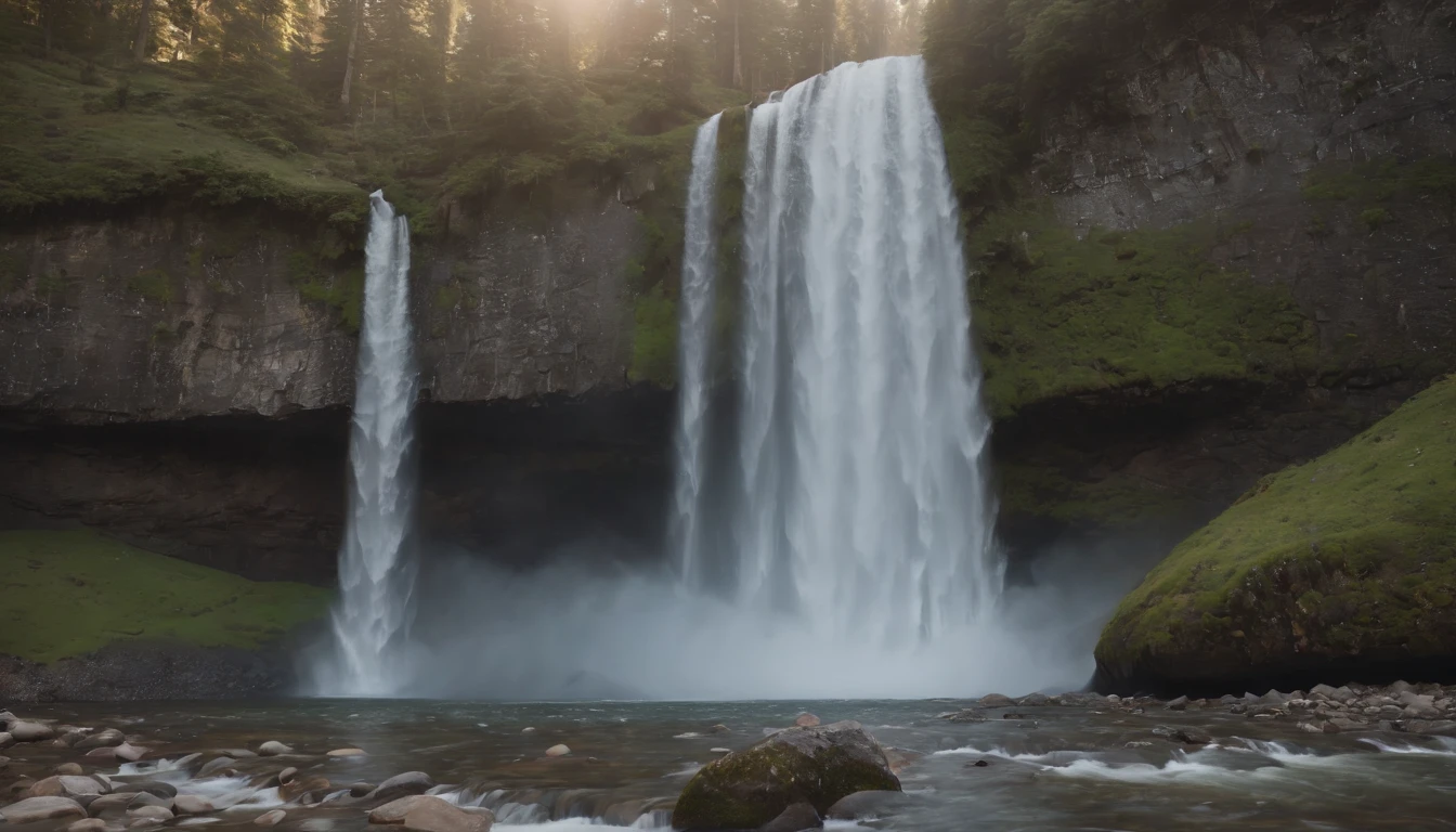 Master Parts, incredible details, Epic Realistic, ultra clarity , (intricate detailes:1.12), (nffsw:1.4), Fast-flowing waterfalls, mountainous, rivers, fireflys, florals,