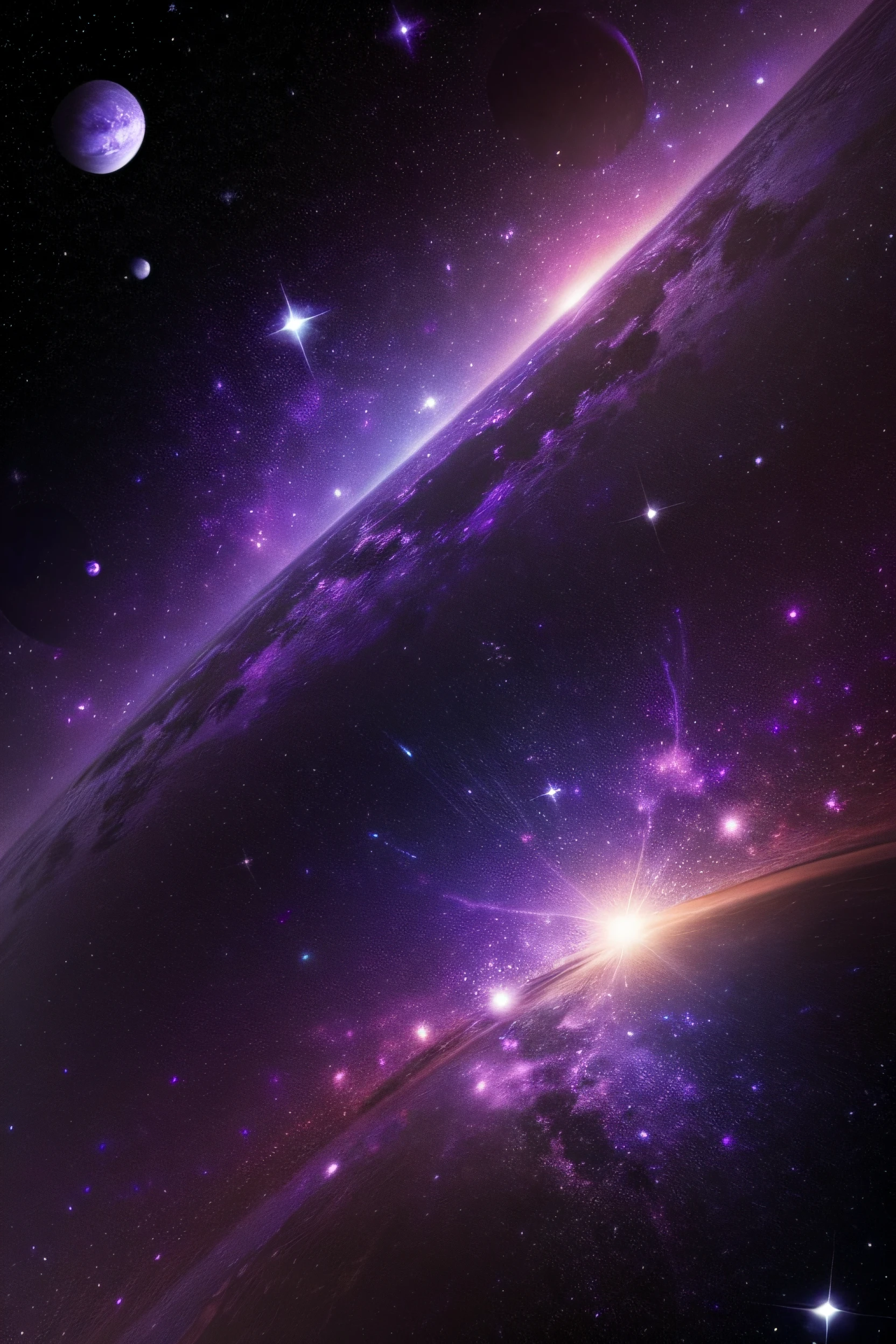 space wallpaper , full of purple stars , high detailed , ultra qulaity